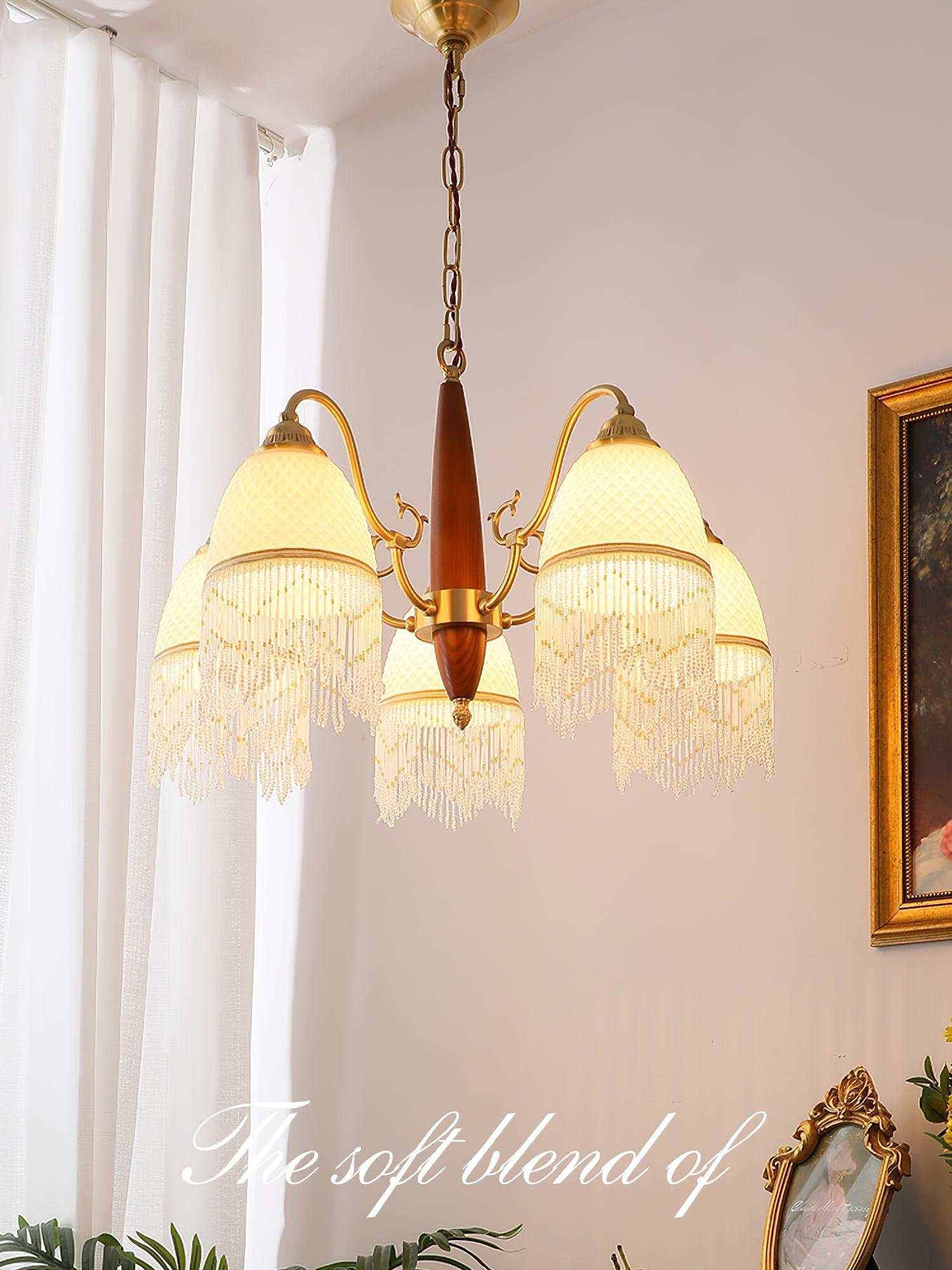Mesh Tassel Glass Chandelier - Cueteks
