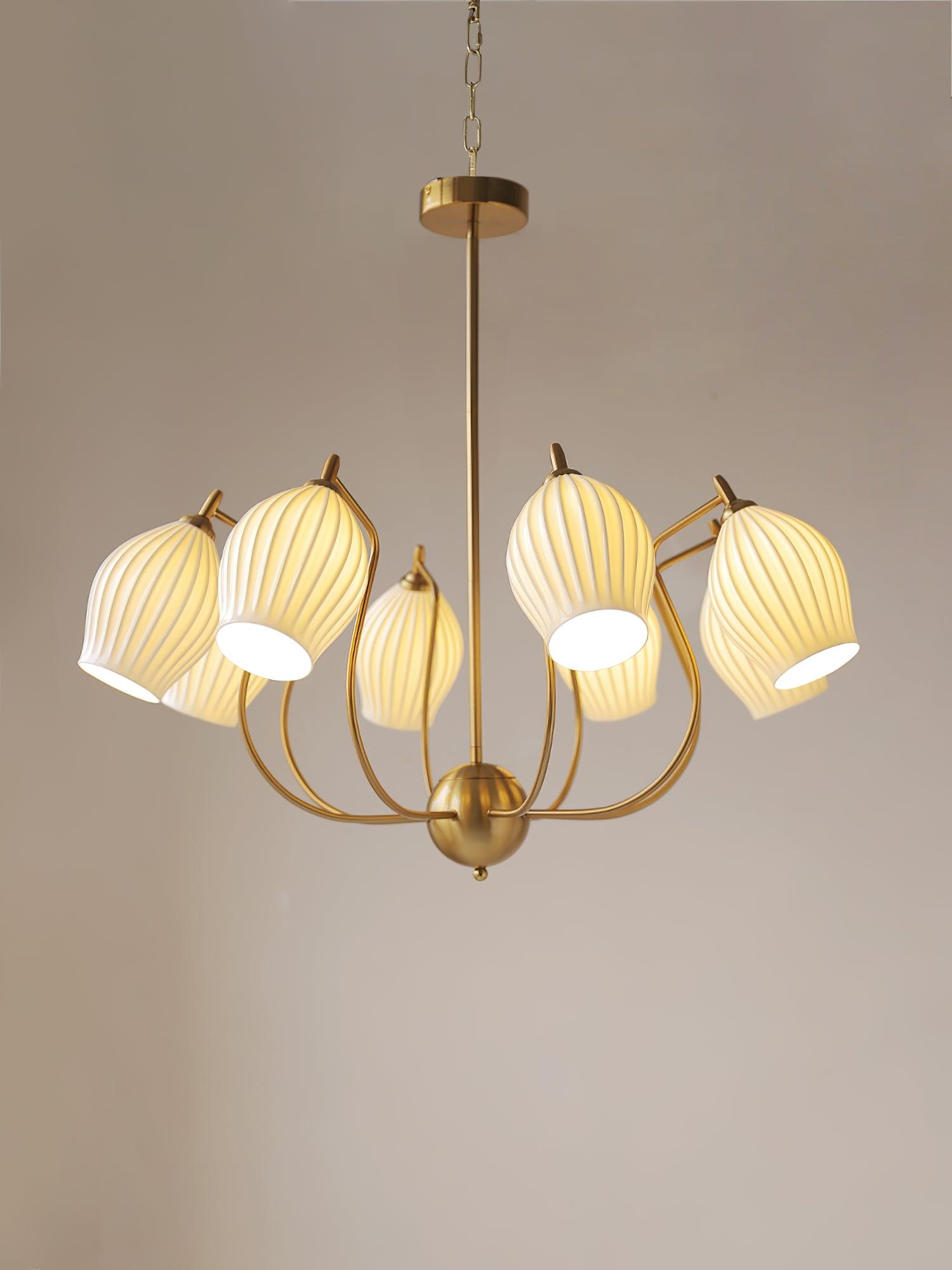 Ceramic Ribbed Chandelier - Cueteks
