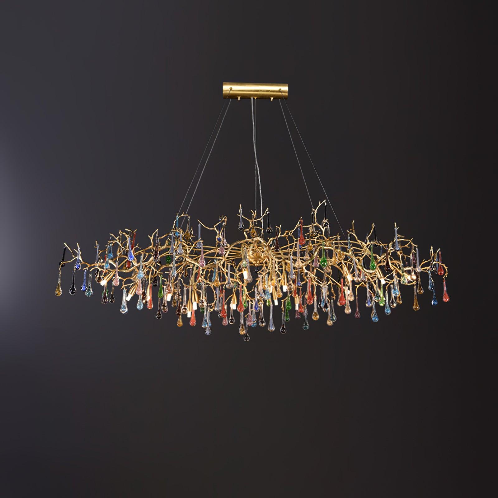Colorful Raindrop Brass Branch Chandelier - Cueteks