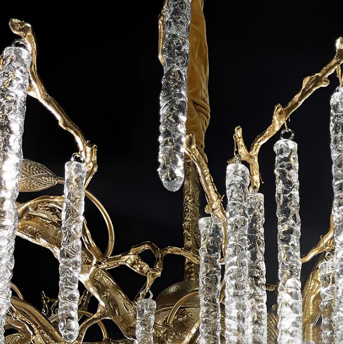 Crystal Icicles Branch Brass Chandelier - Cueteks