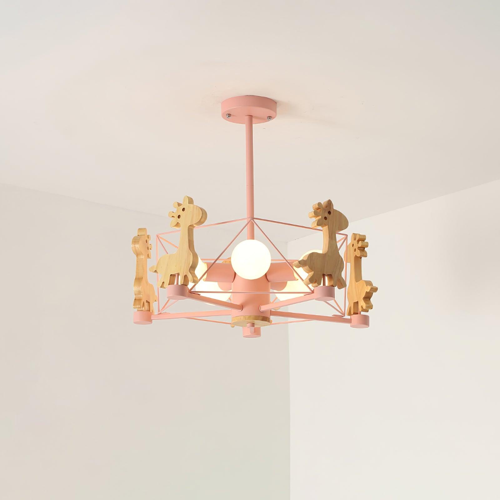 Lovely Deer Wooden Chandelier - Cueteks