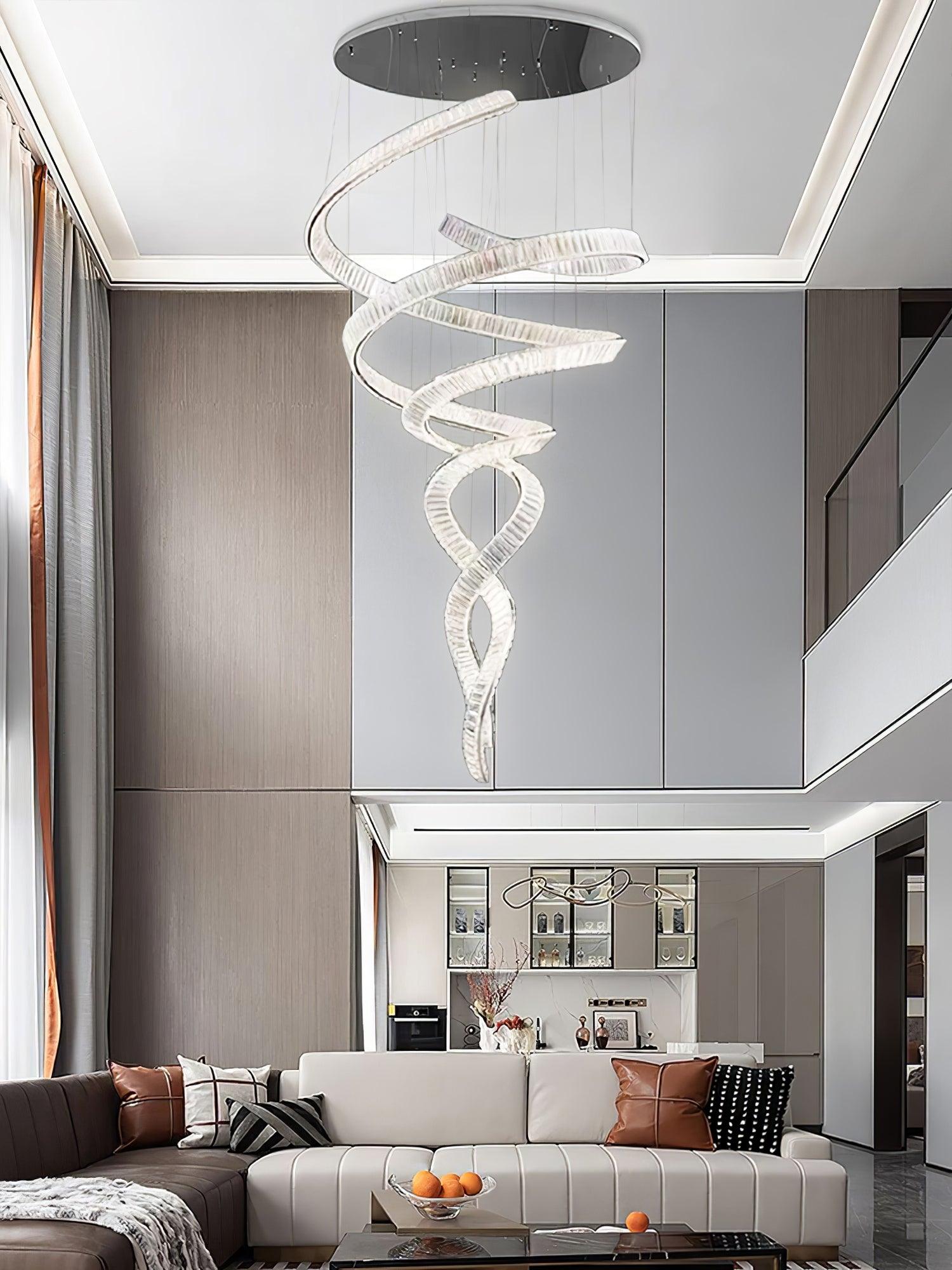 Long Spiral Crystal Chandelier - Cueteks