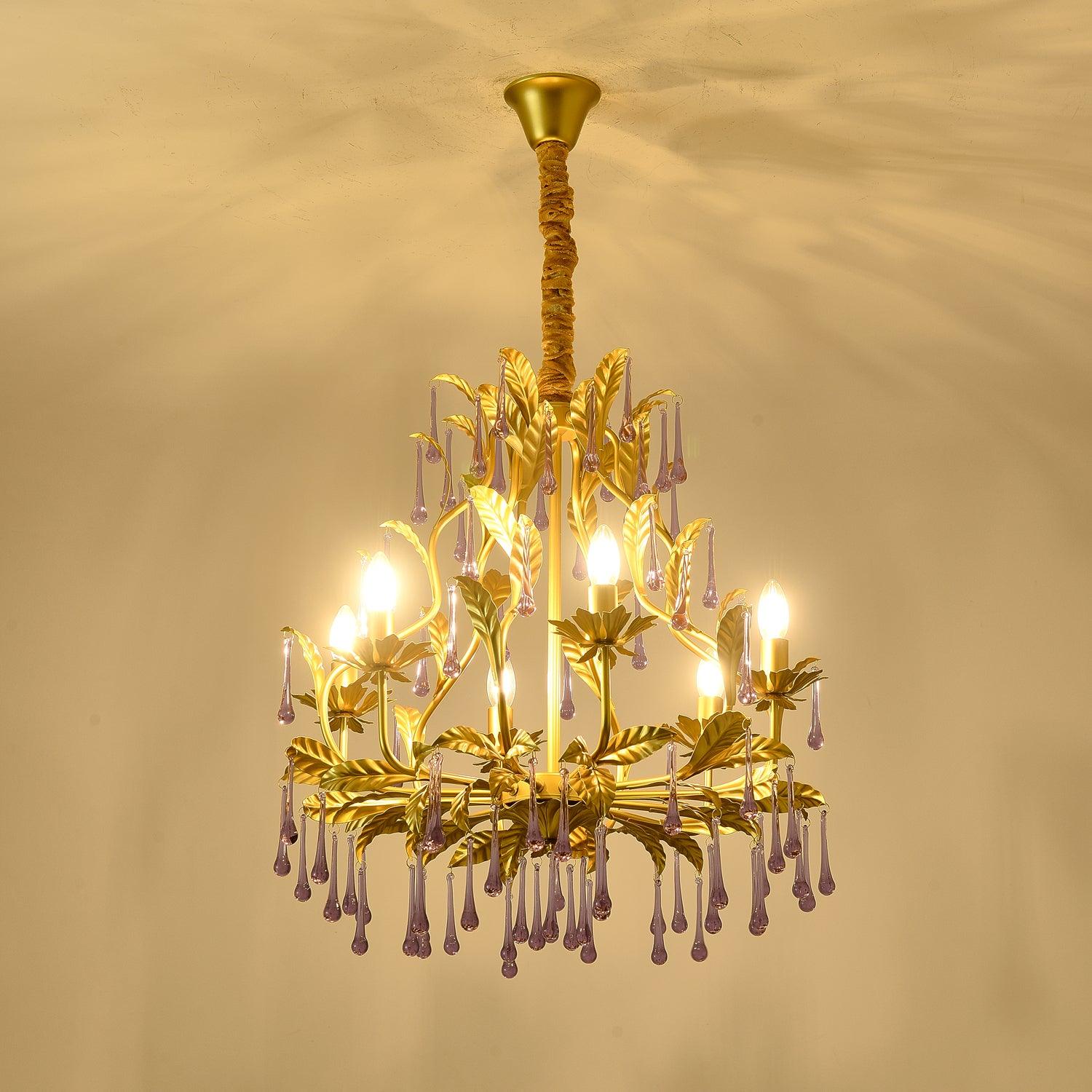 Amethyst Drops Crystal Chandelier - Cueteks