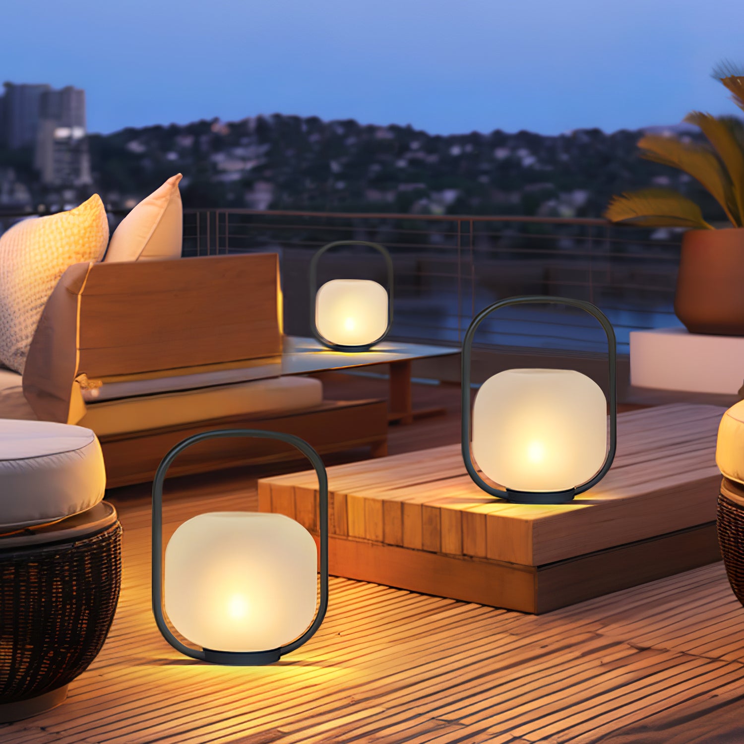 Portable Lantern Outdoor Table Lamp with Solar Panel - Cueteks