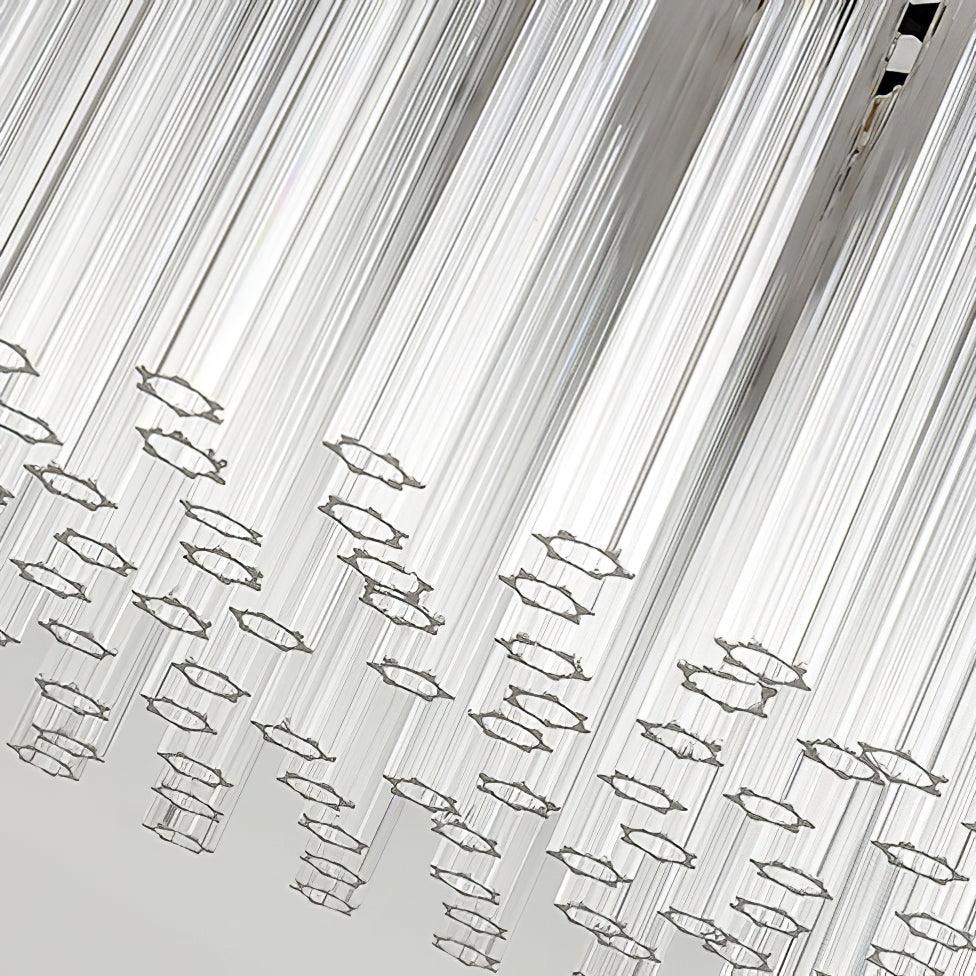 Pharo II tiered chandelier with clear ridged elements and a scalloped metal frame