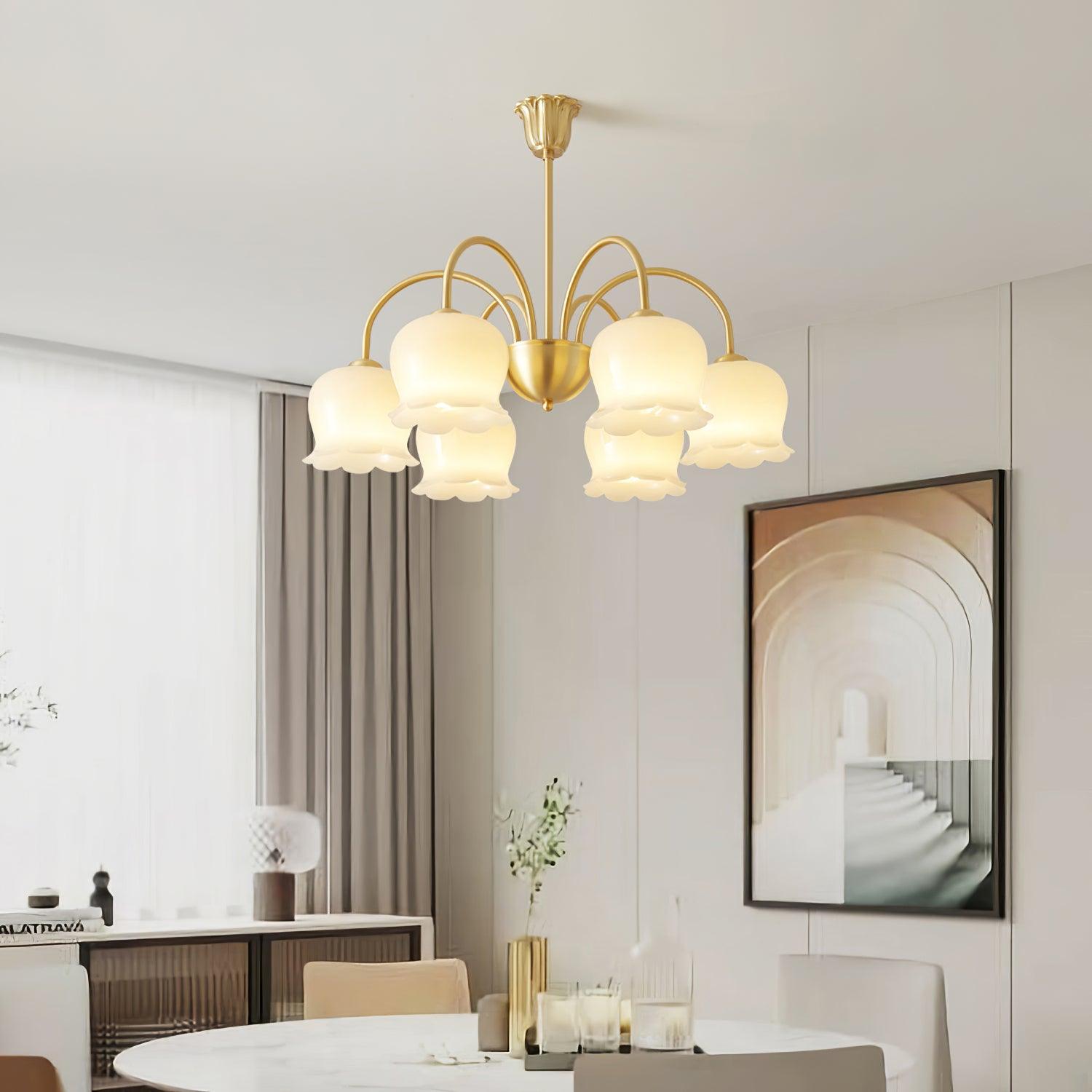 Orchids Brass Chandelier - Cueteks