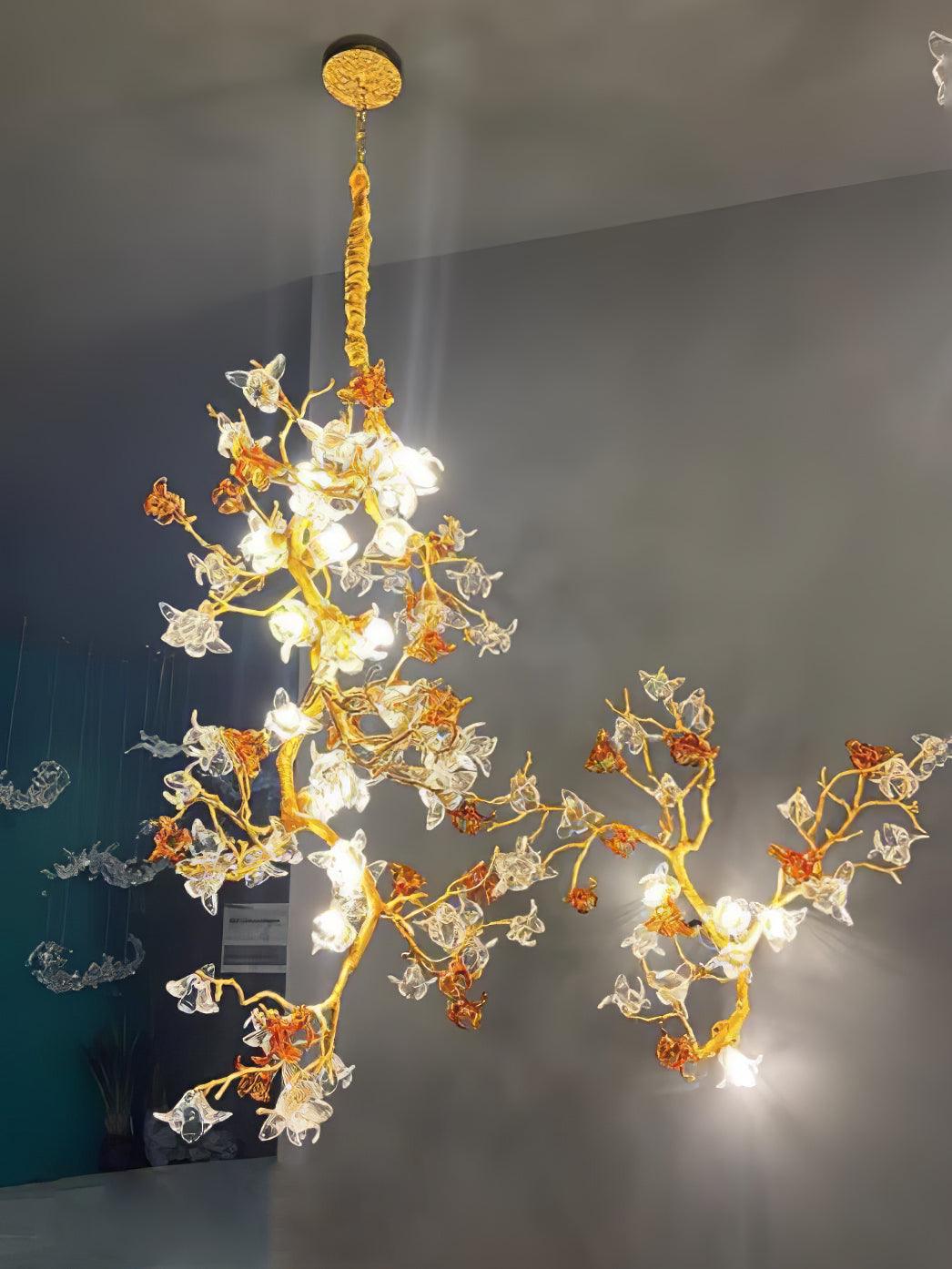 Brass Maple Branch Chandelier - Cueteks