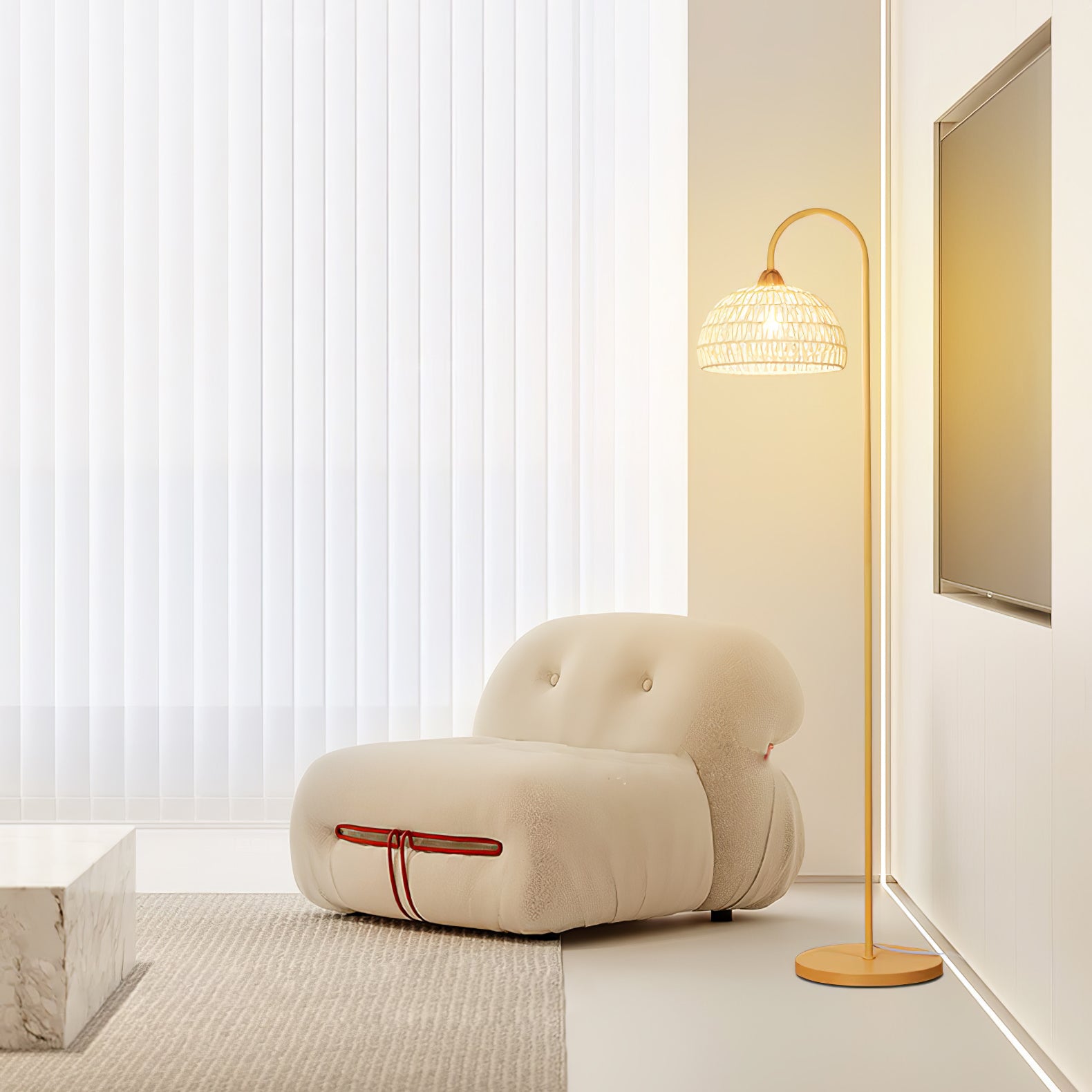 Rattan Arch Floor Lamp - Cueteks