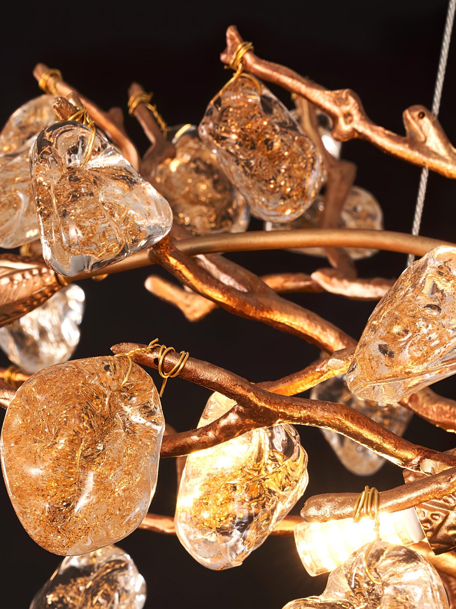 Stone Crystal Brass Chandelier - Cueteks