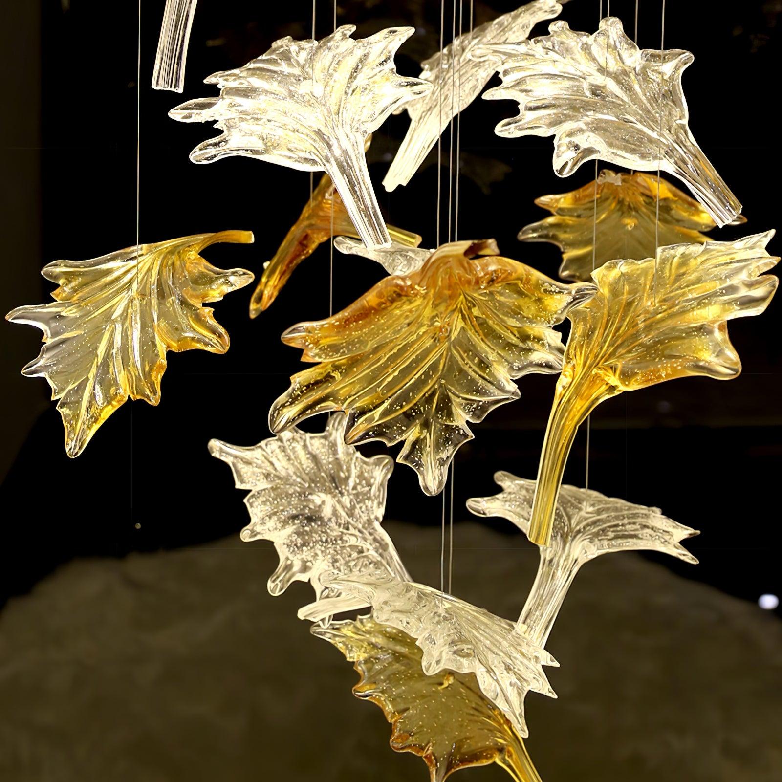 Multicolor Crystal Maple Leaf Chandelier - Cueteks