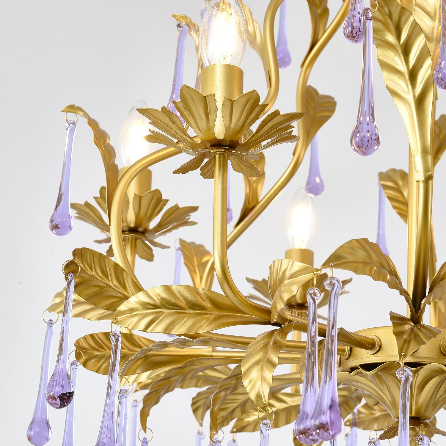 Amethyst Drops Crystal Chandelier - Cueteks