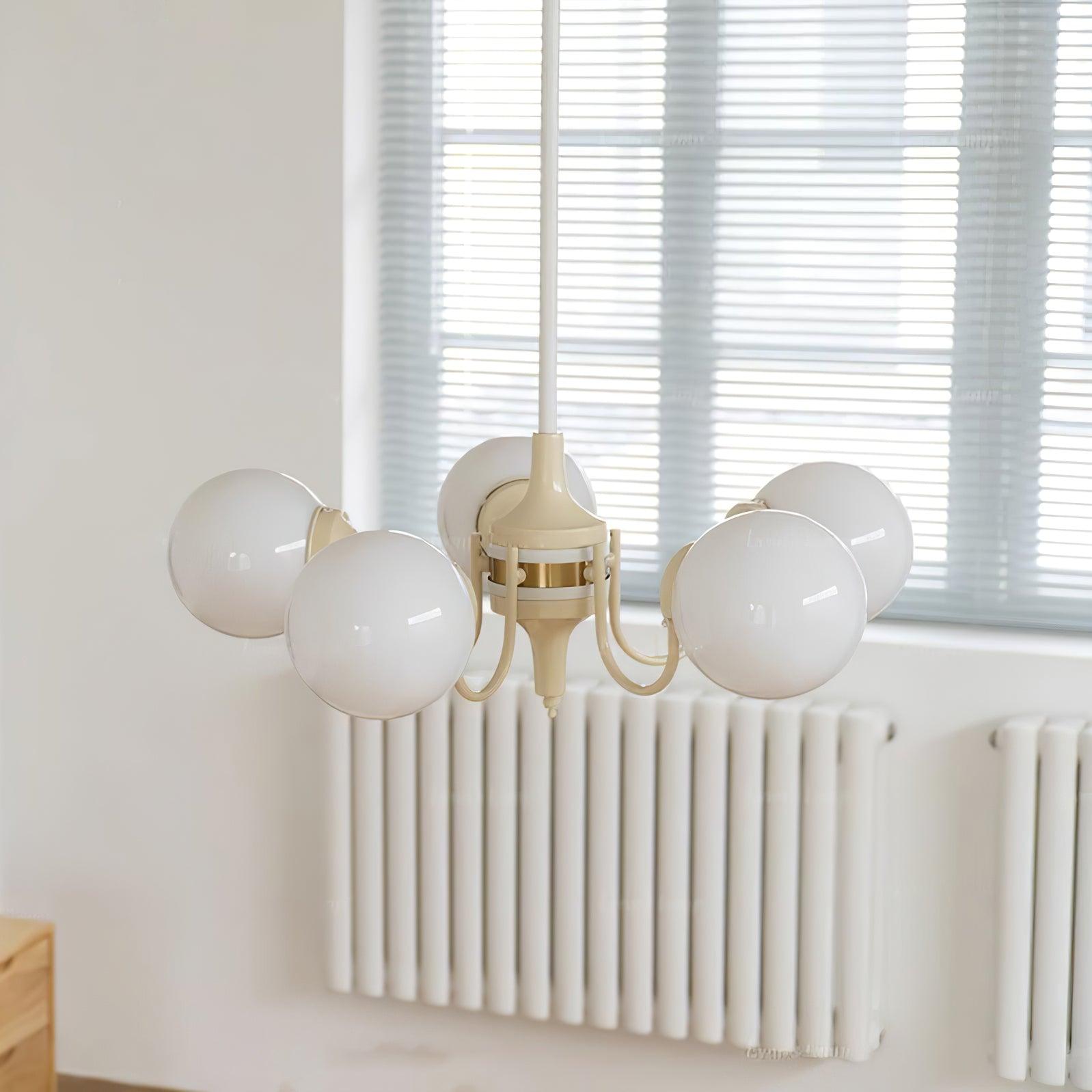 Cream Glass Ball Chandelier - Cueteks