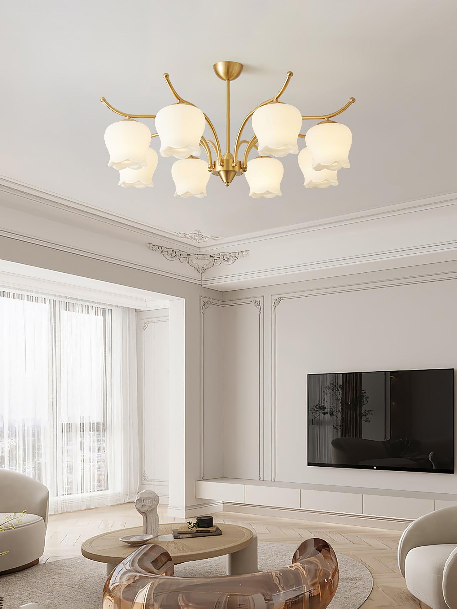 Tulip Brass Chandelier - Cueteks