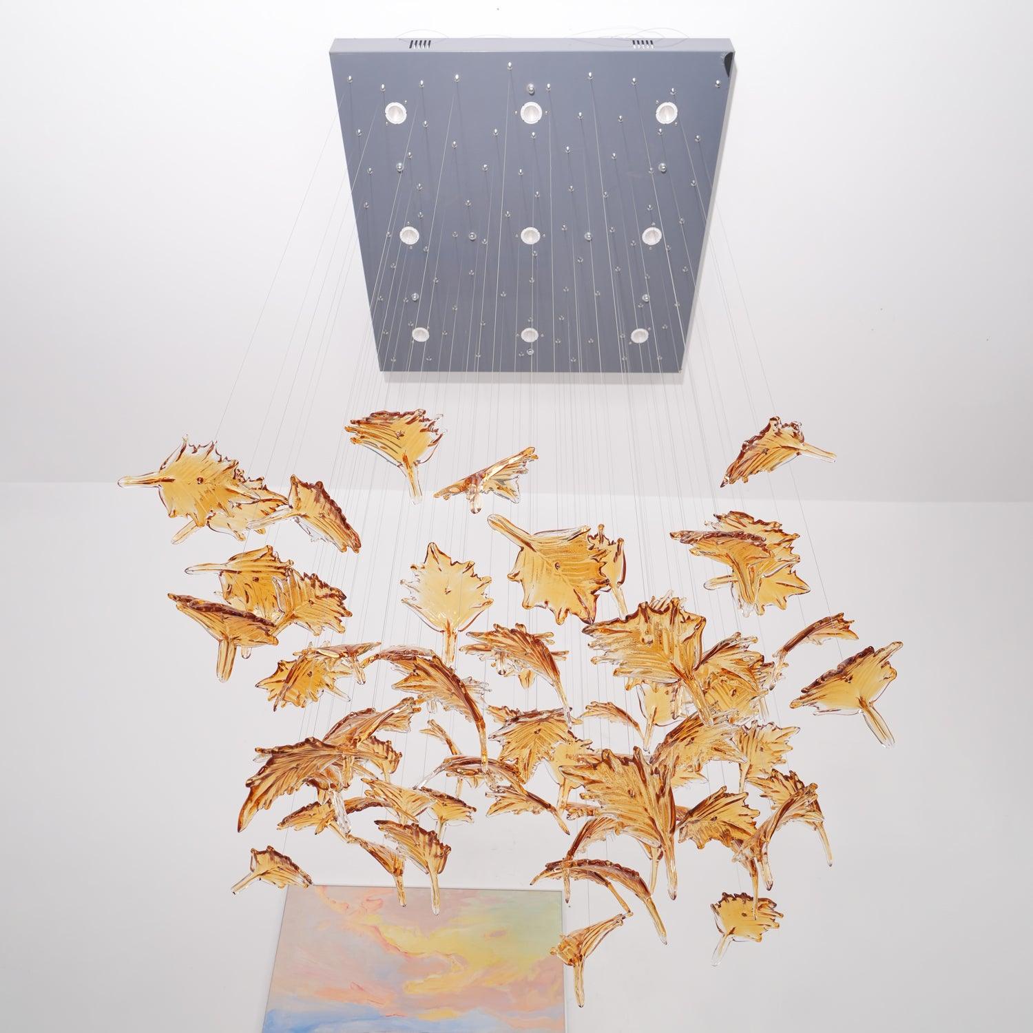 Multicolor Crystal Maple Leaf Chandelier - Cueteks