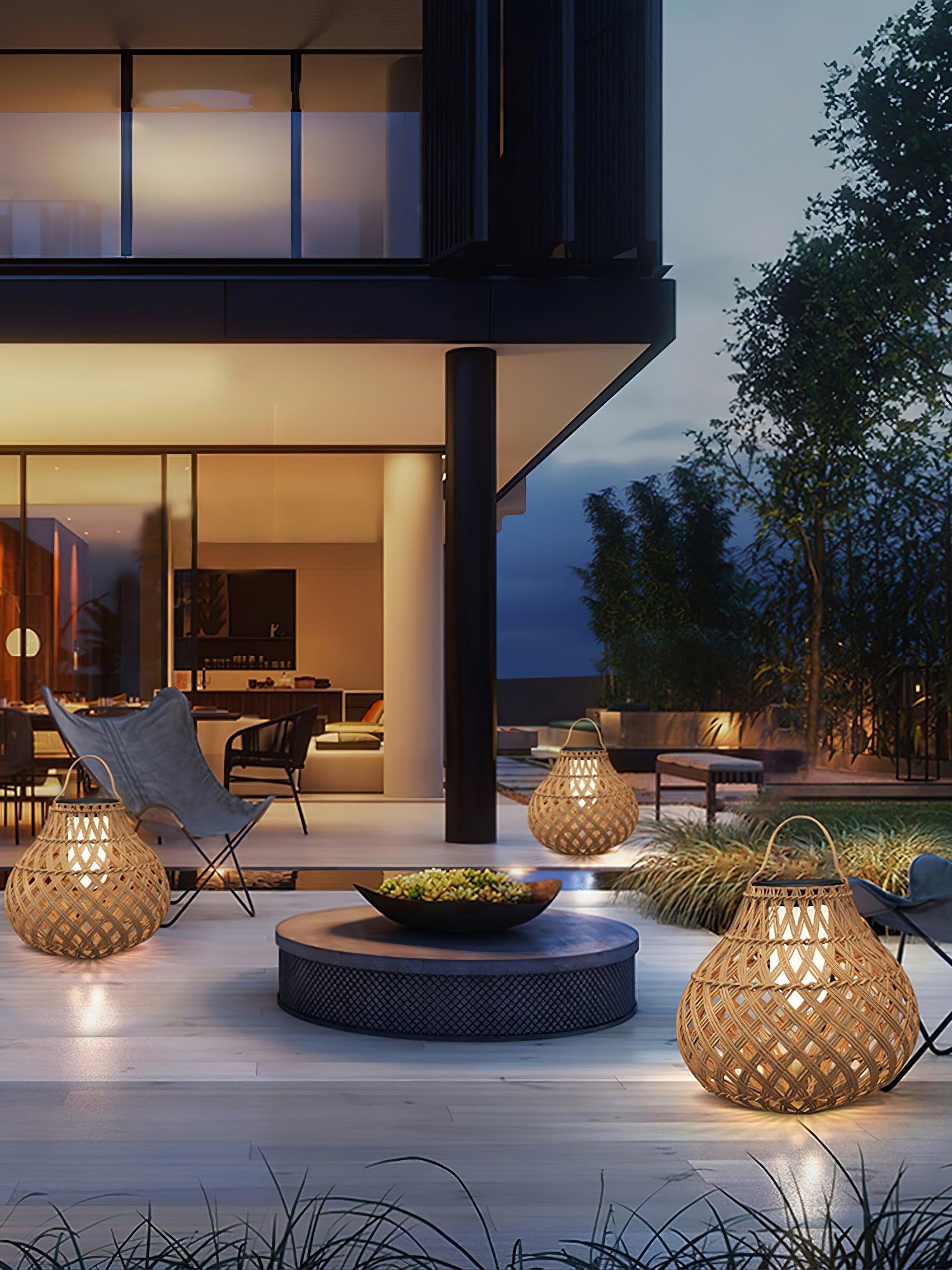 Woven Sphere Solar Lantern Outdoor Lamp - Cueteks