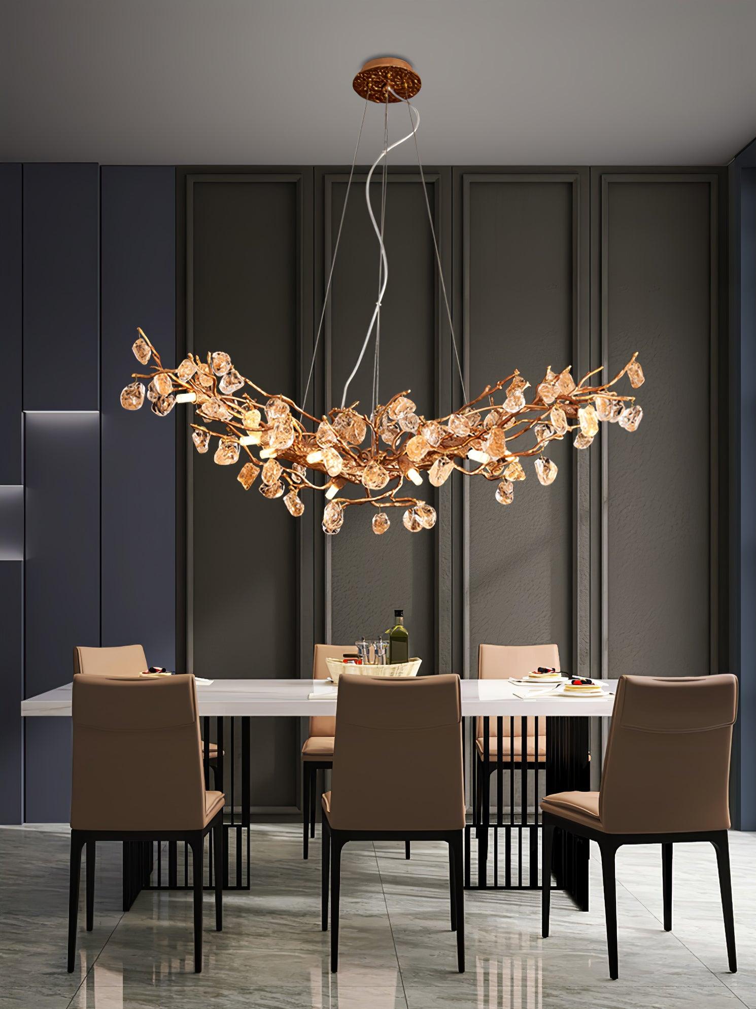 Stone Crystal Brass Chandelier - Cueteks
