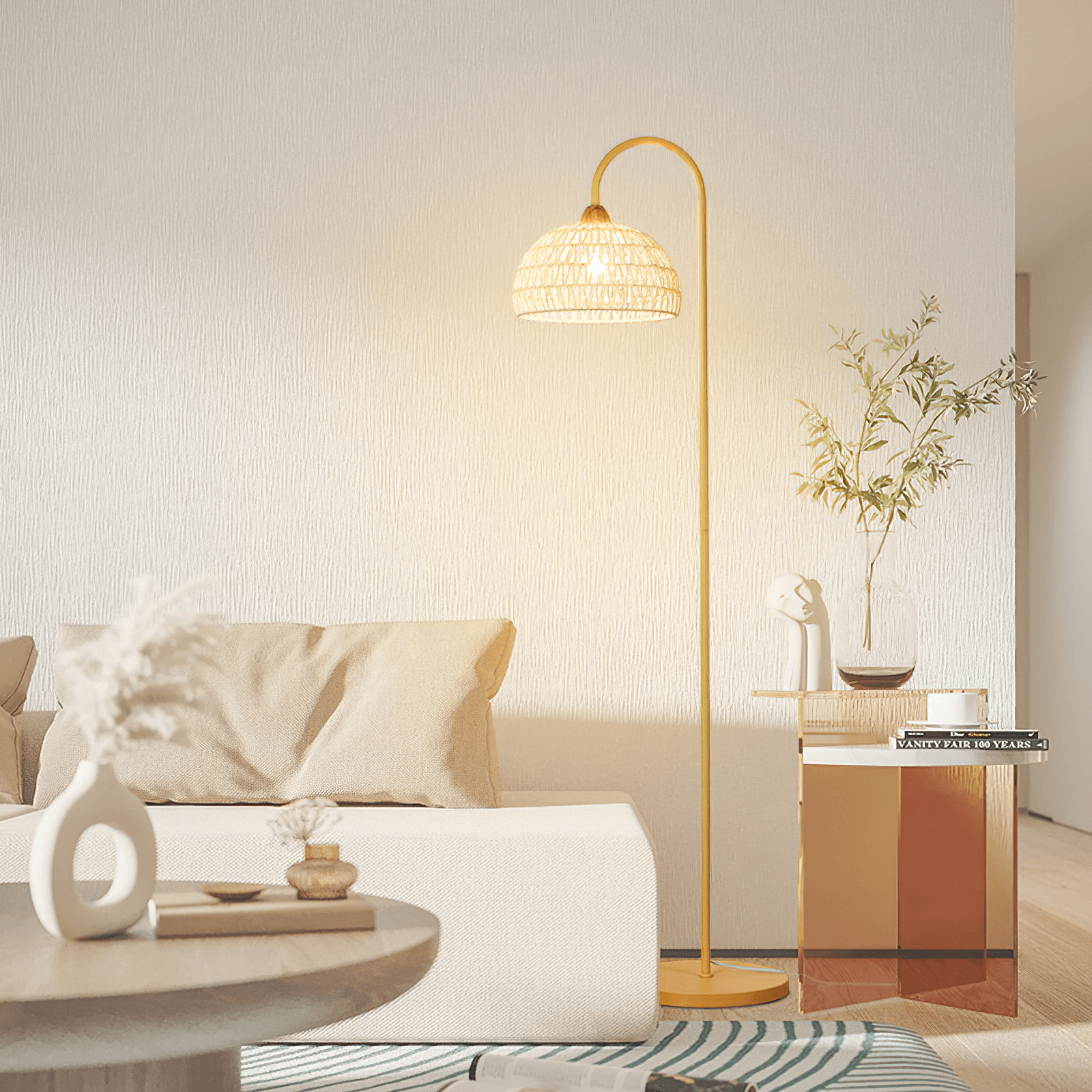 Rattan Arch Floor Lamp - Cueteks