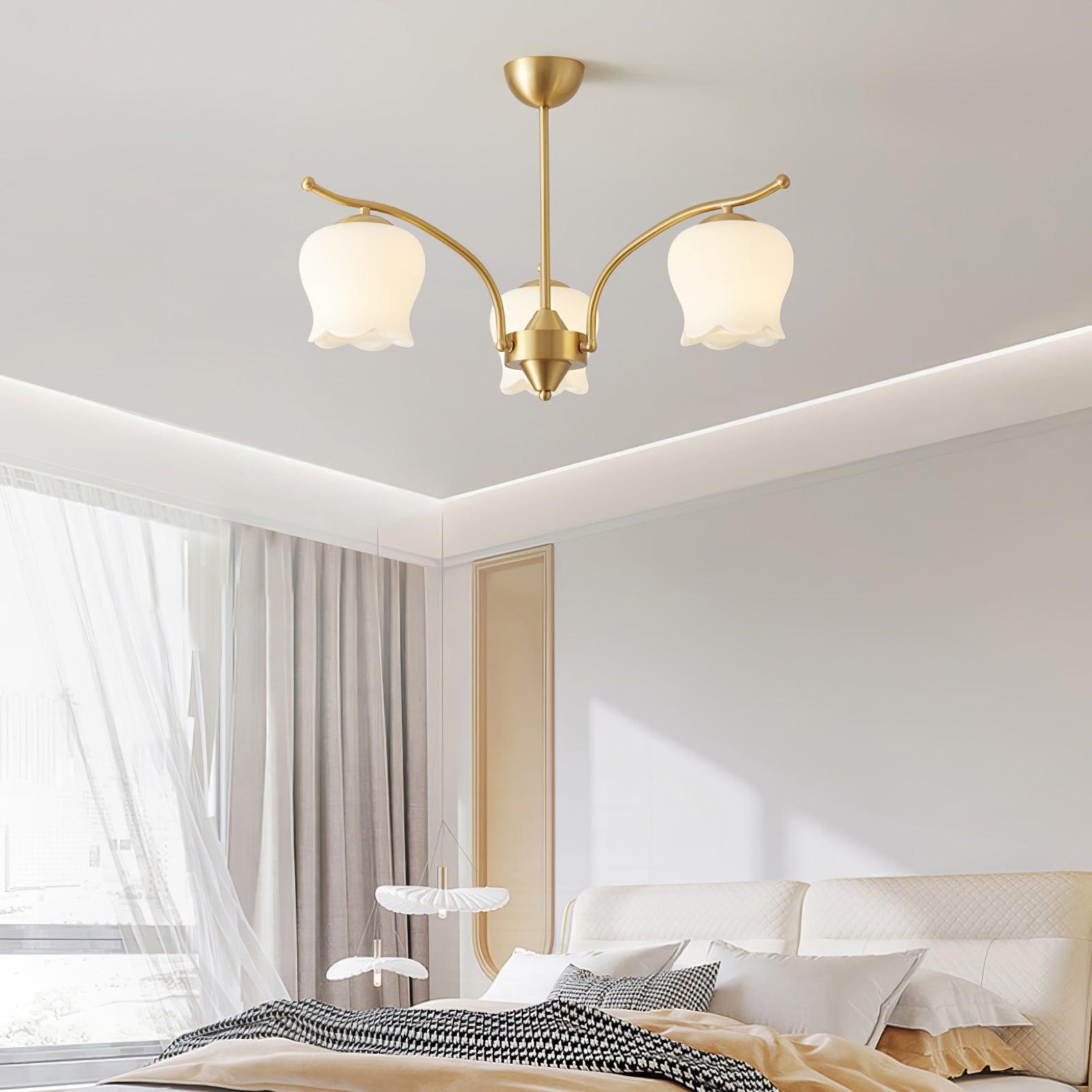Tulip Brass Chandelier - Cueteks