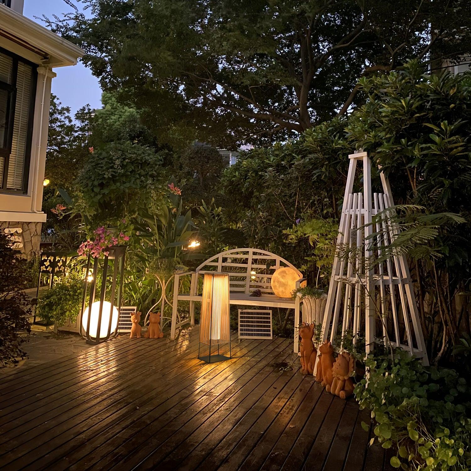 Plastic Rattan Outdoor Post Light with Solar Panel - Cueteks