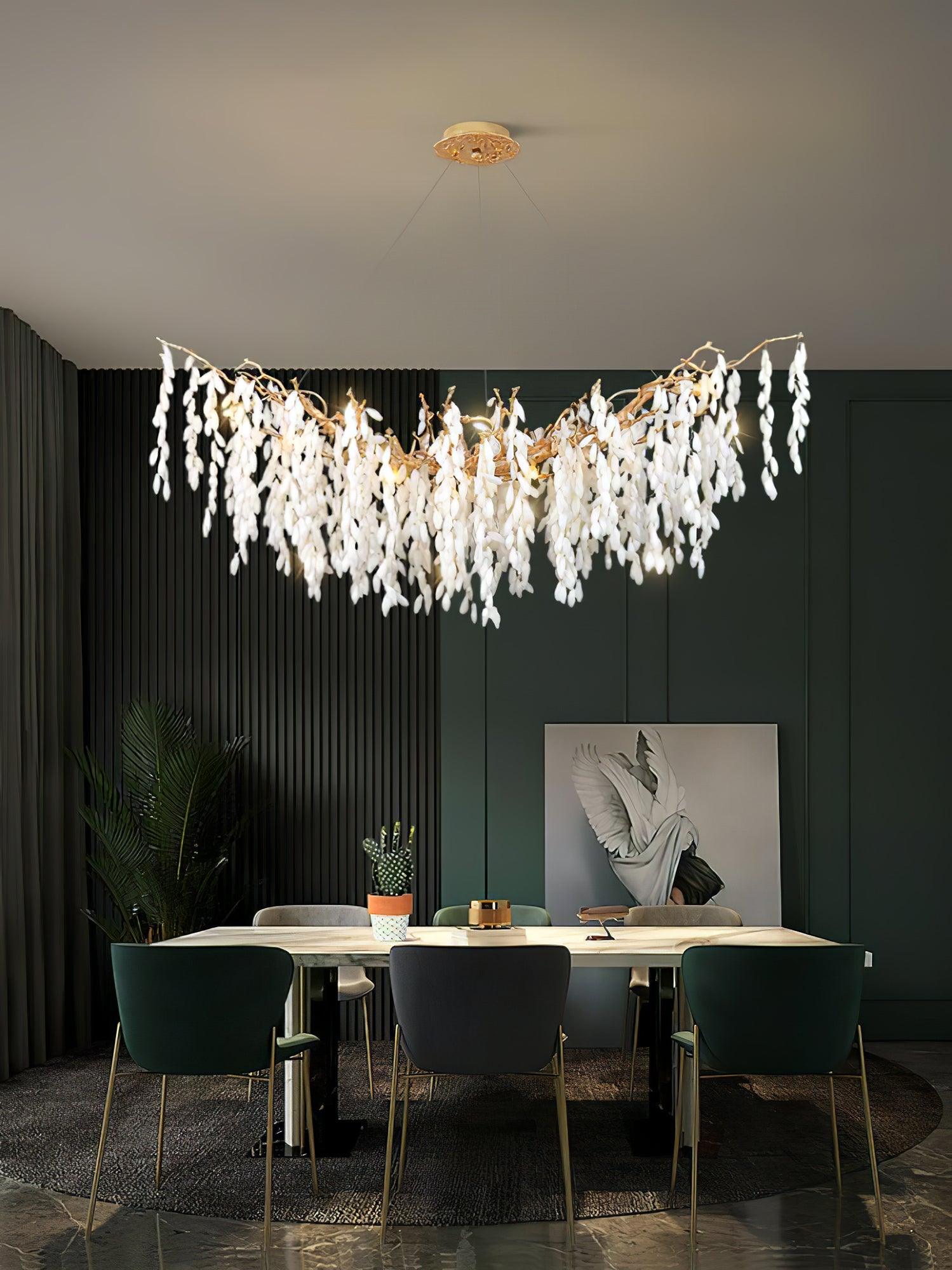 White Jade Branch Brass Chandelier - Cueteks