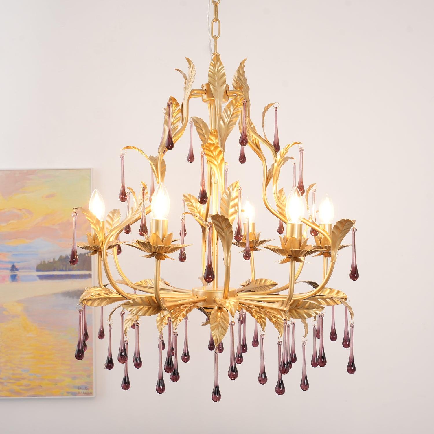 Amethyst Drops Crystal Chandelier - Cueteks