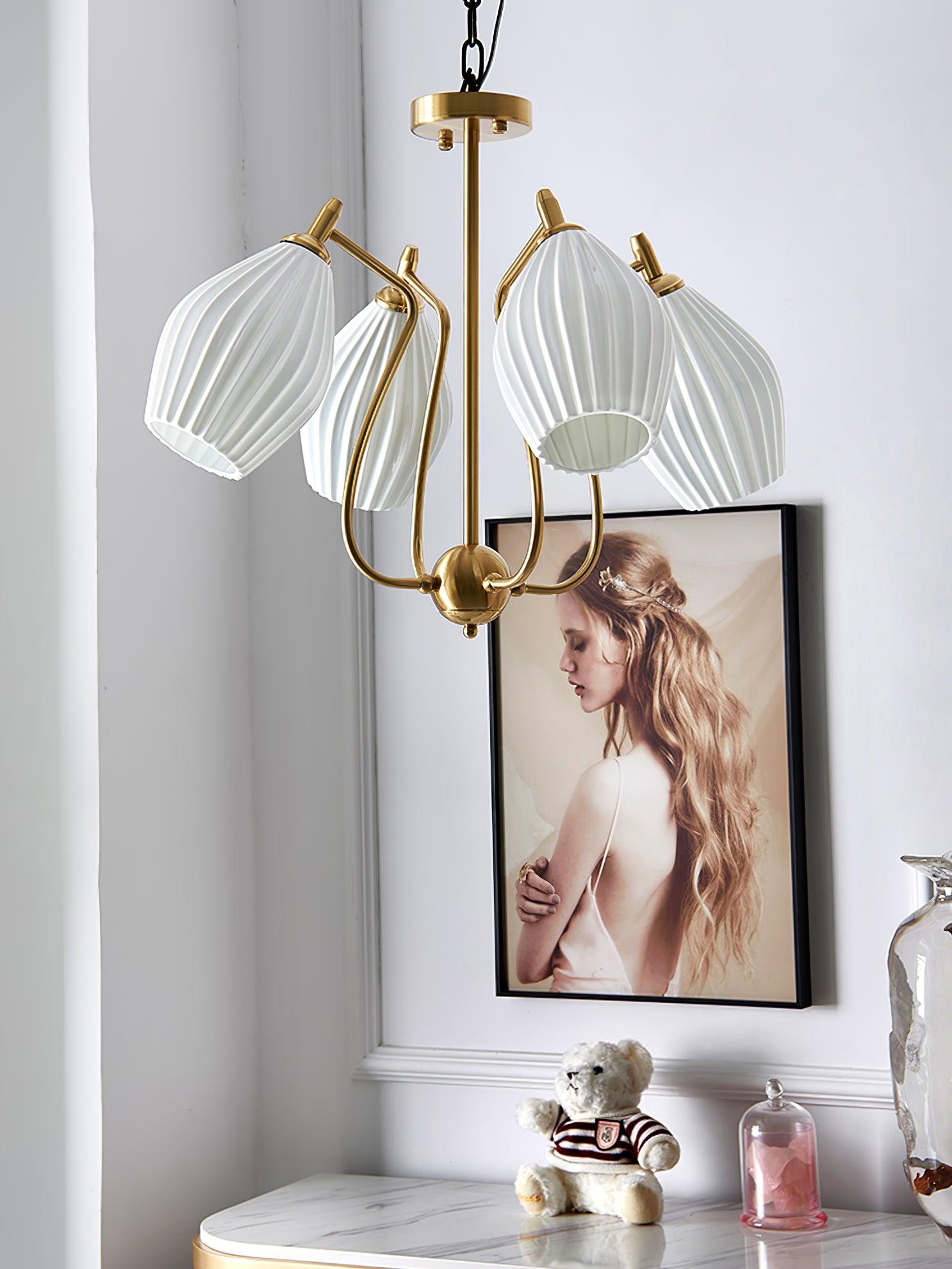 Ceramic Ribbed Chandelier - Cueteks