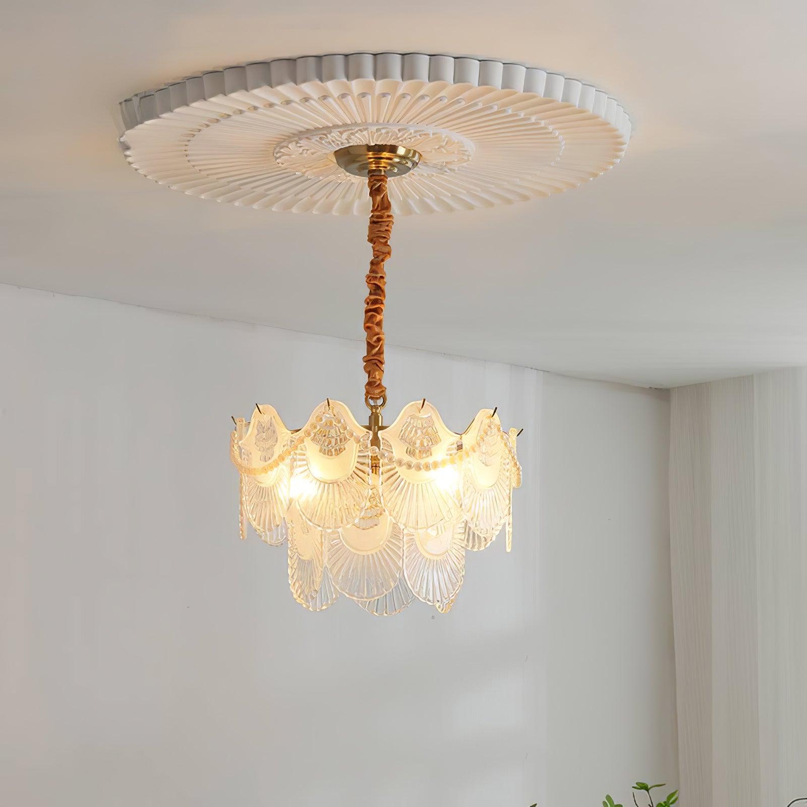 Pearl Glass Shell Chandelier - Cueteks