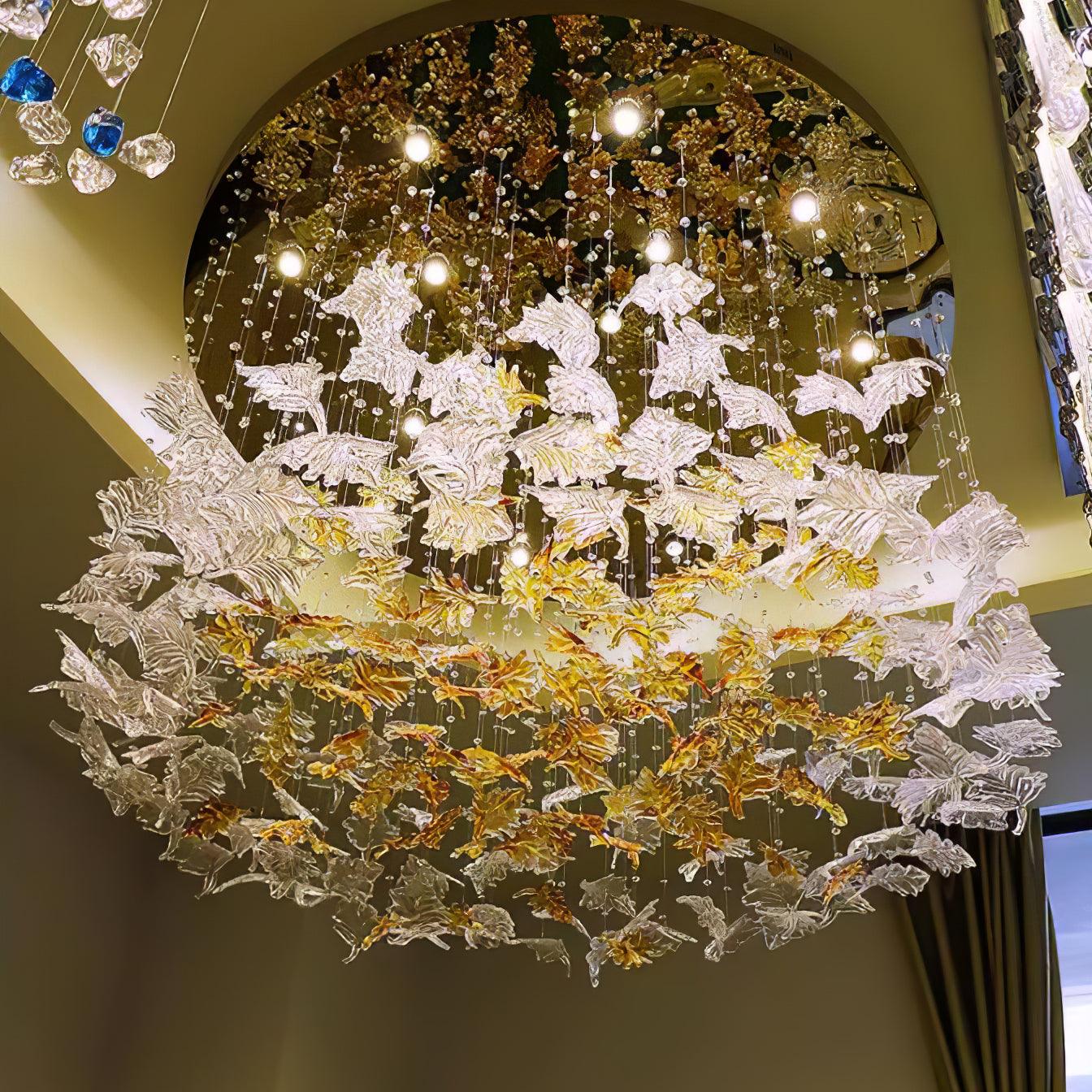 Multicolor Crystal Maple Leaf Chandelier - Cueteks