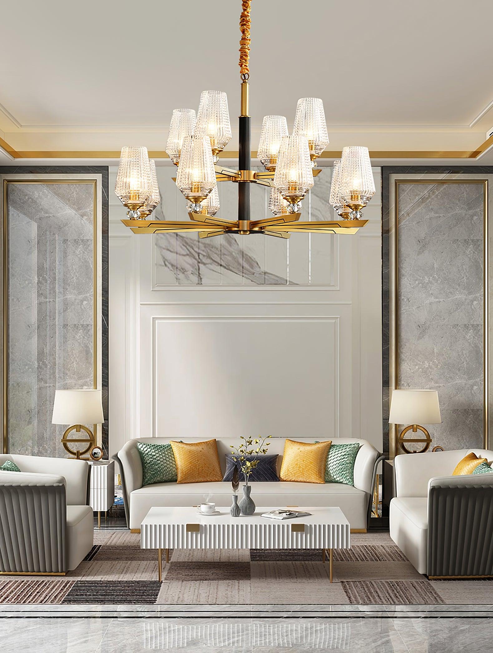 Orrefors Brass Chandelier - Cueteks