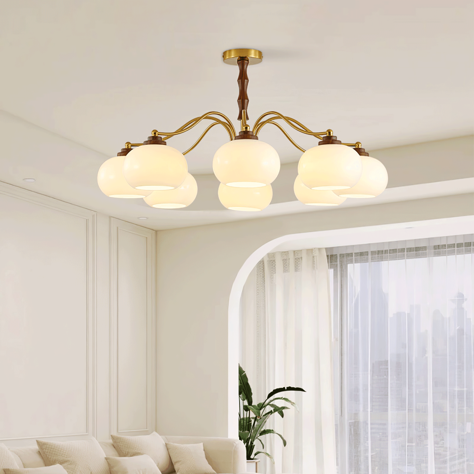 Persimmon Glass Globe Chandelier - Cueteks