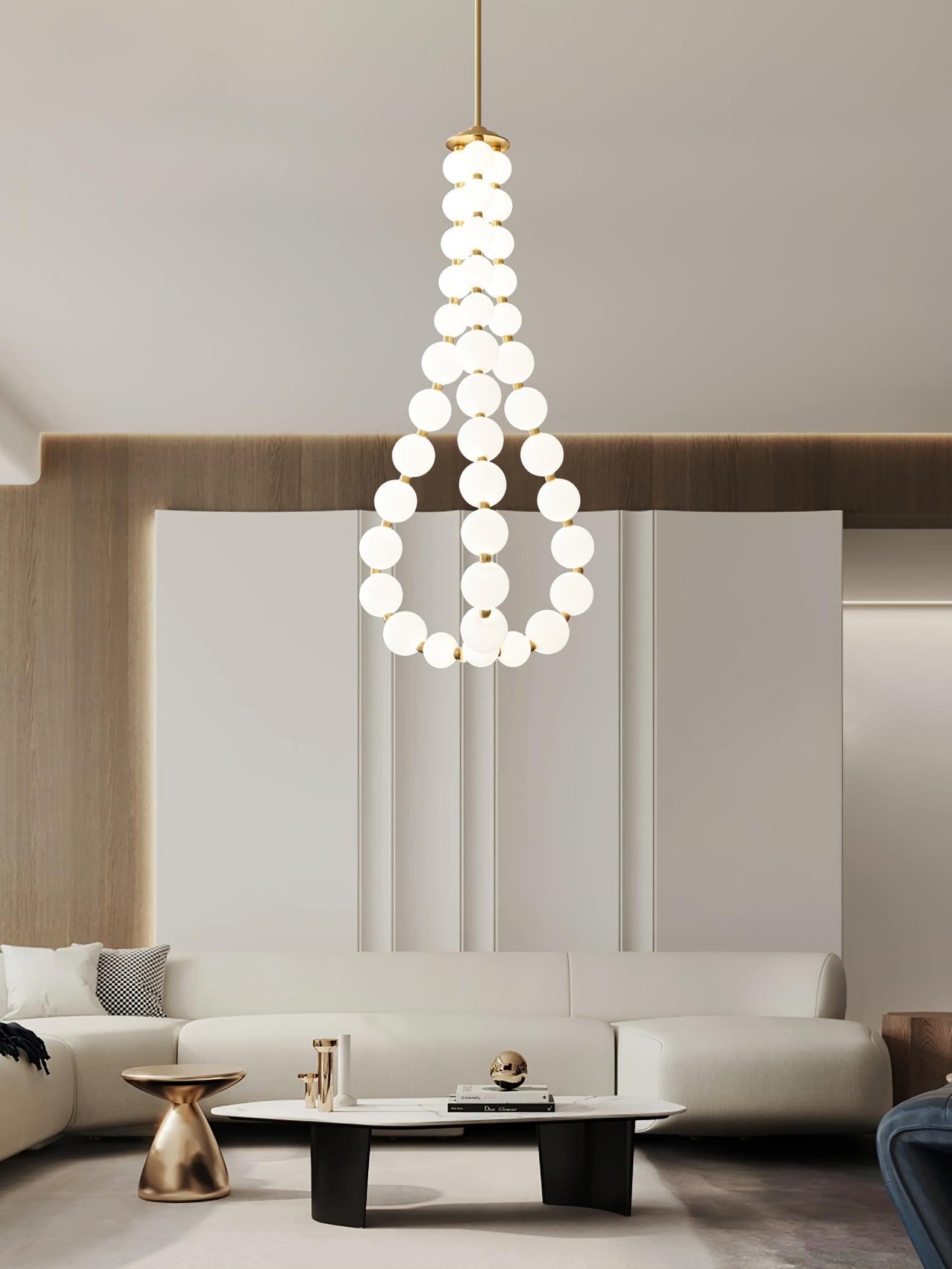 Glass Pearl Necklace Chandelier - Cueteks