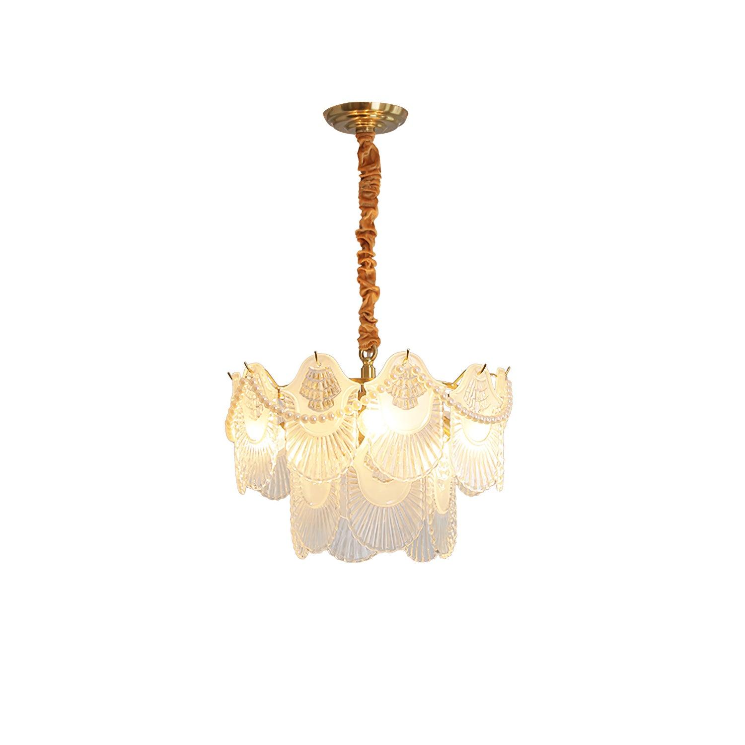 Pearl Glass Shell Chandelier - Cueteks