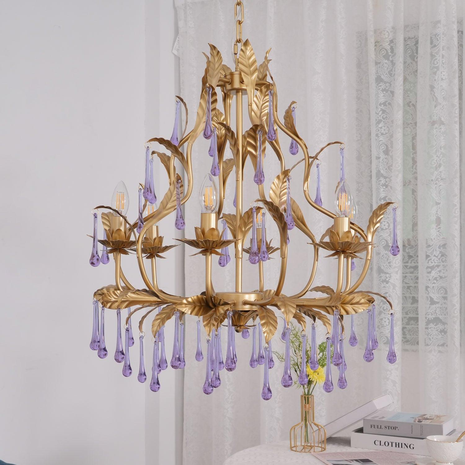 Amethyst Drops Crystal Chandelier - Cueteks