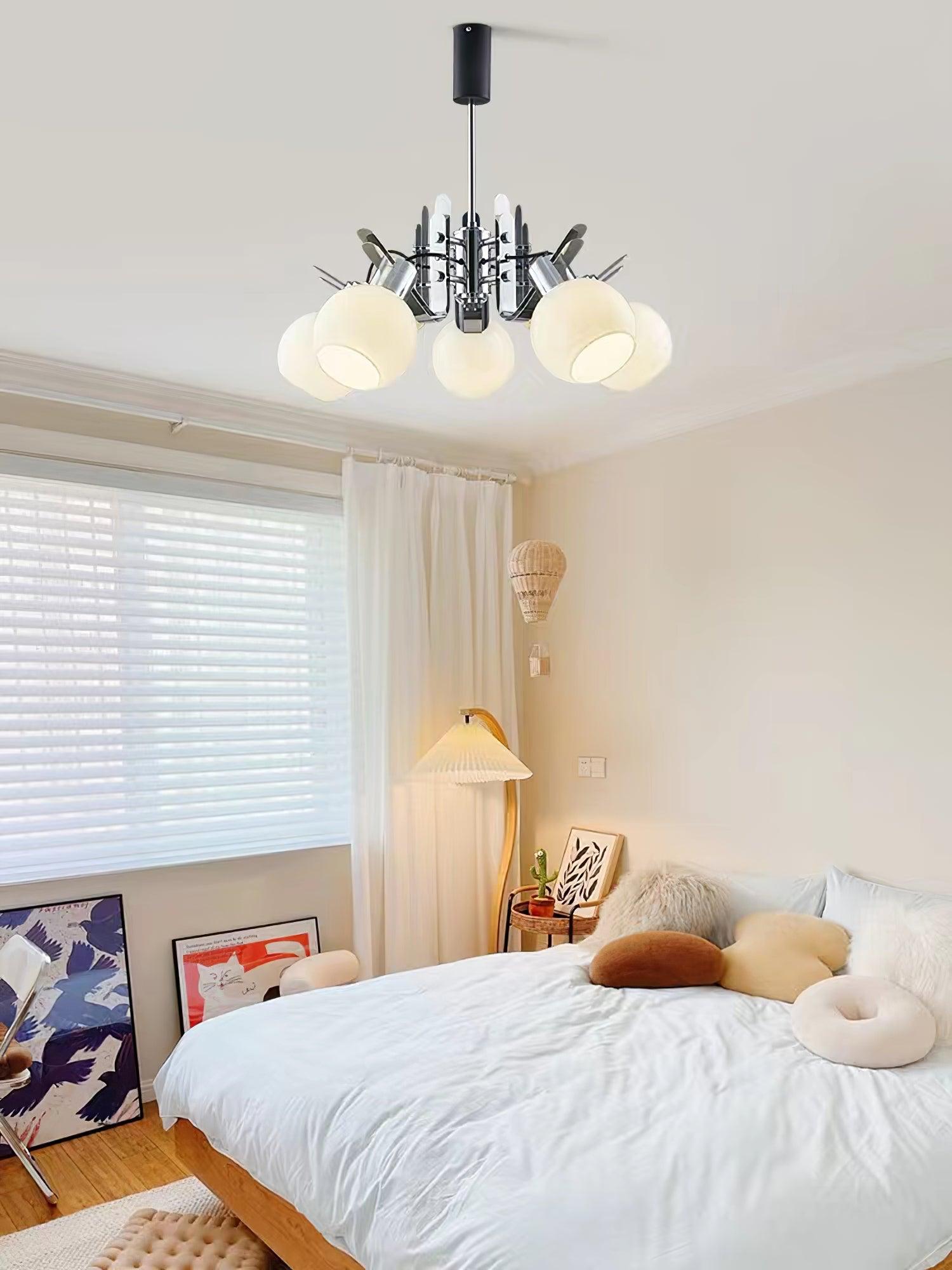 Vintage Geometrical Chrome Chandelier - Cueteks