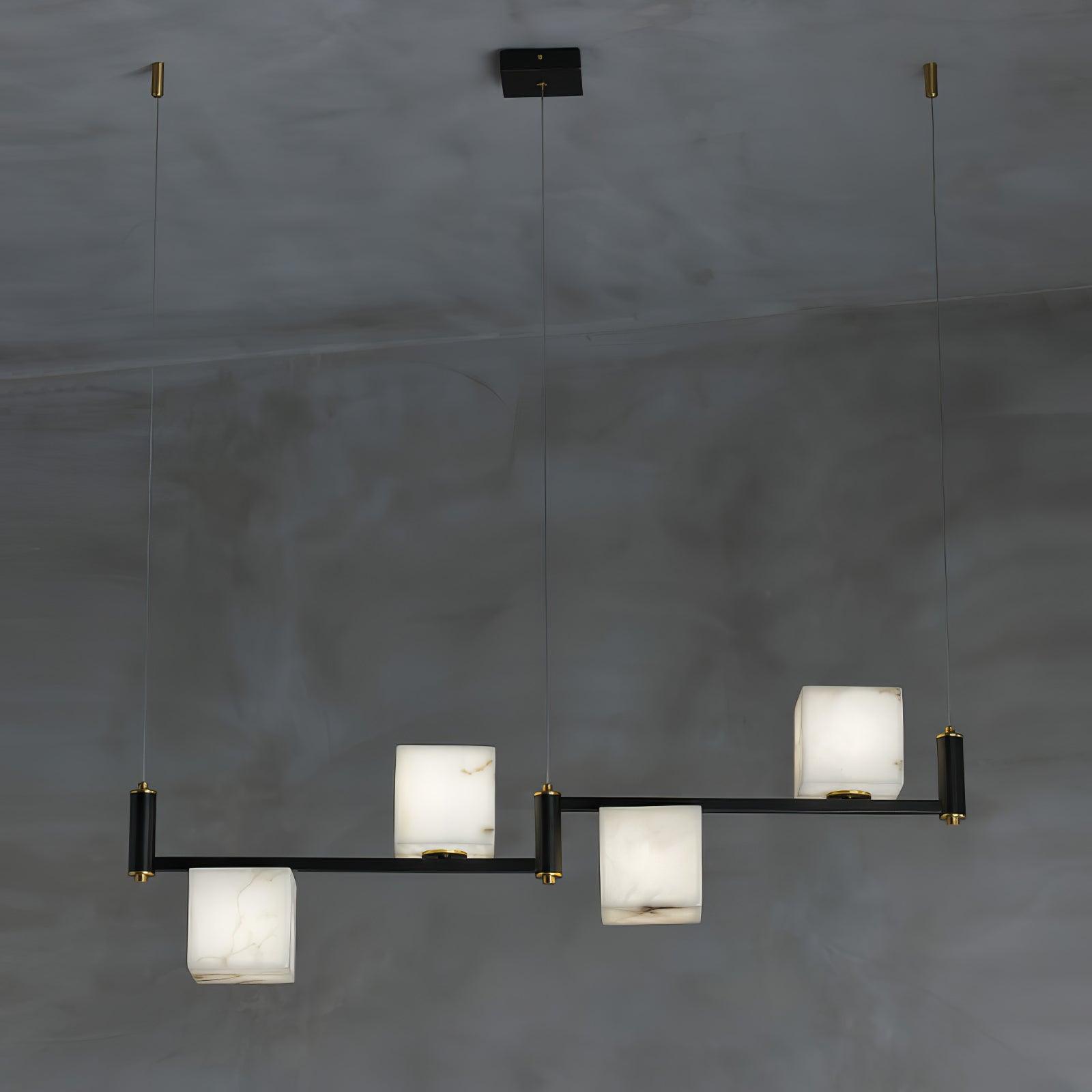 Alabaster Square Box Chandelier - Cueteks