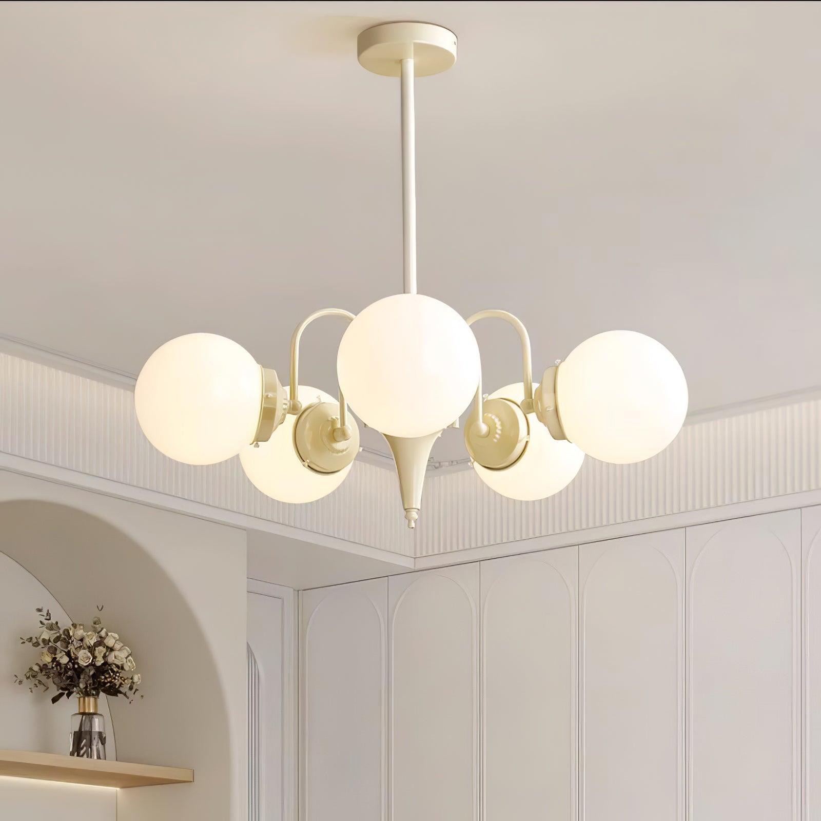 Cream Glass Ball Chandelier - Cueteks