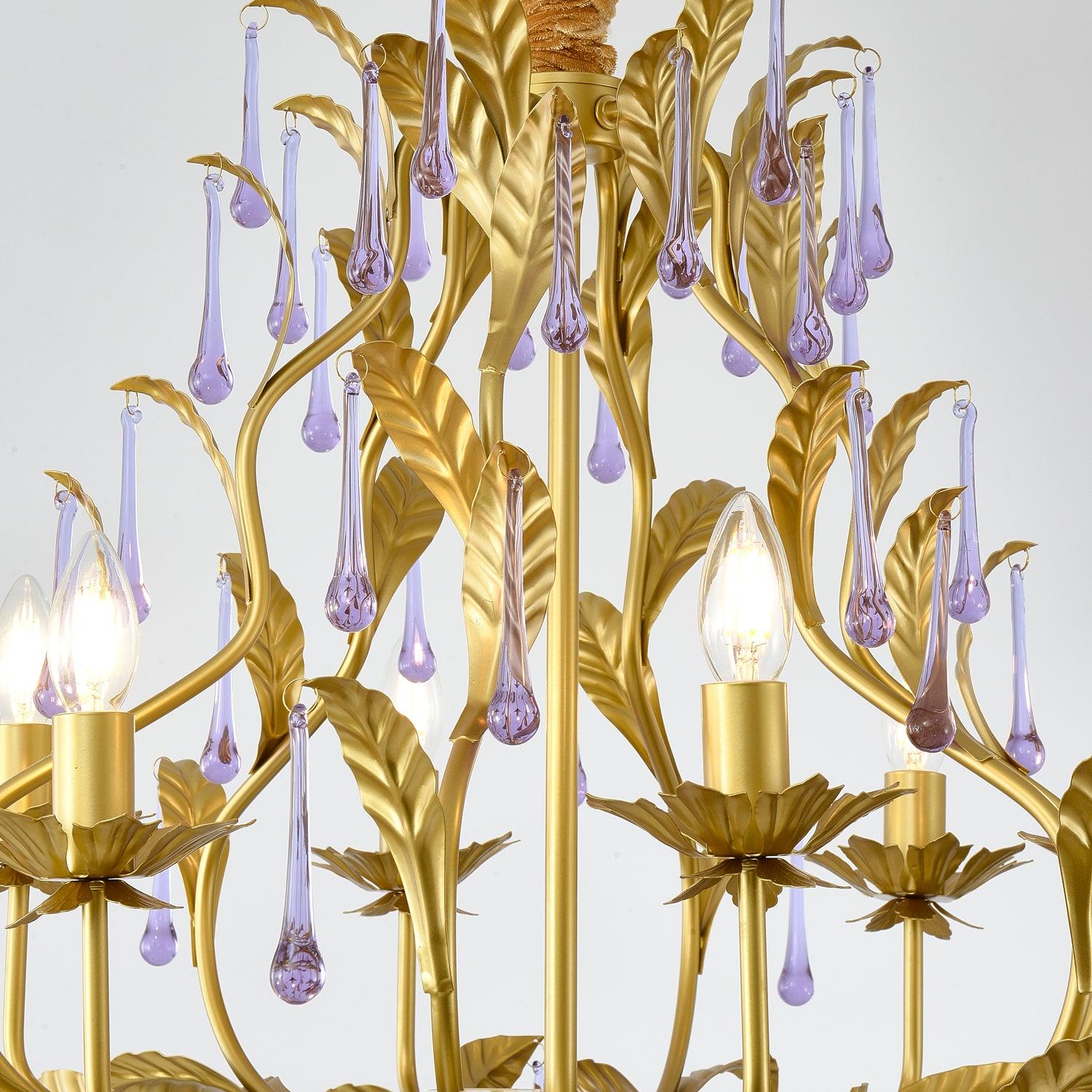 Amethyst Drops Crystal Chandelier - Cueteks