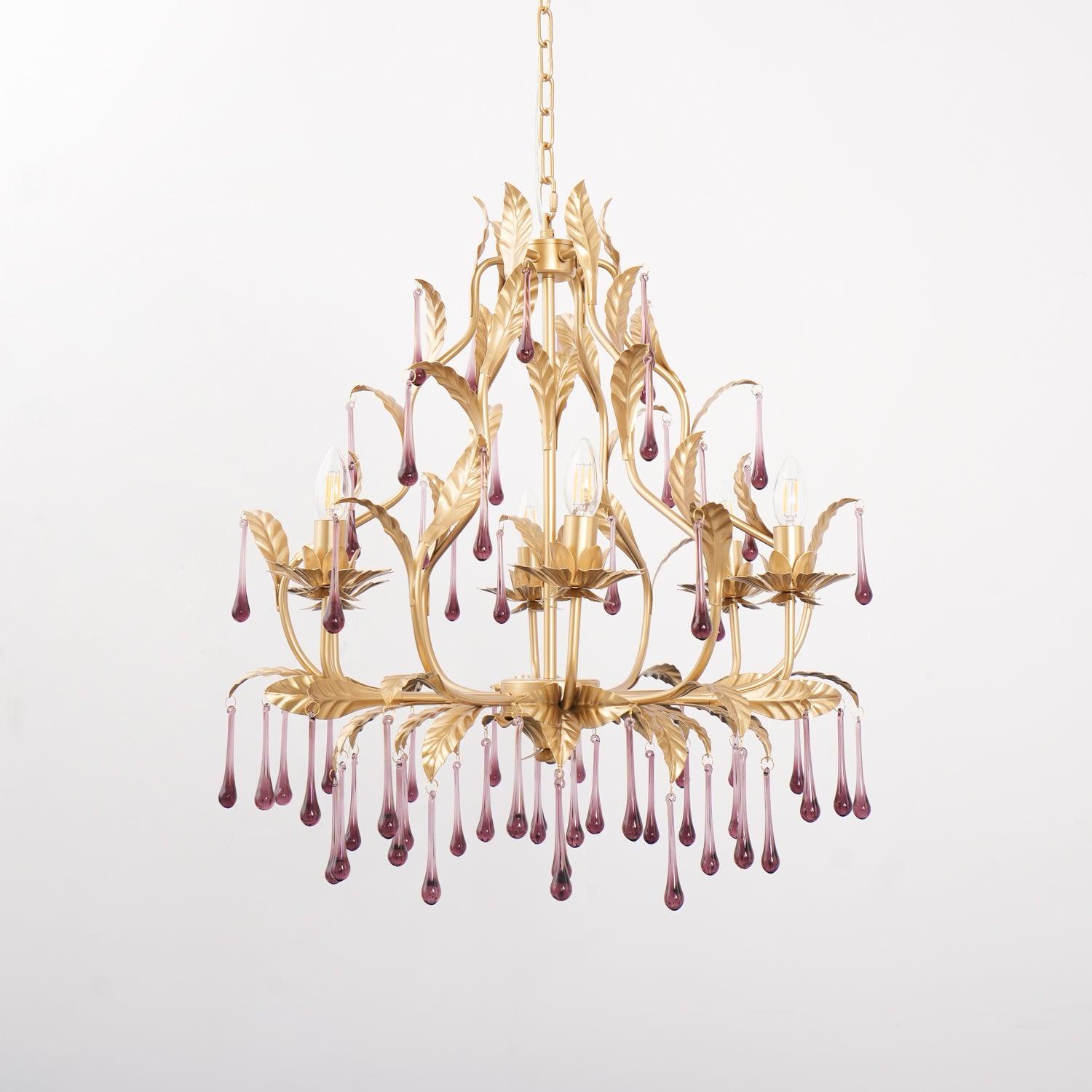 Amethyst Drops Crystal Chandelier - Cueteks