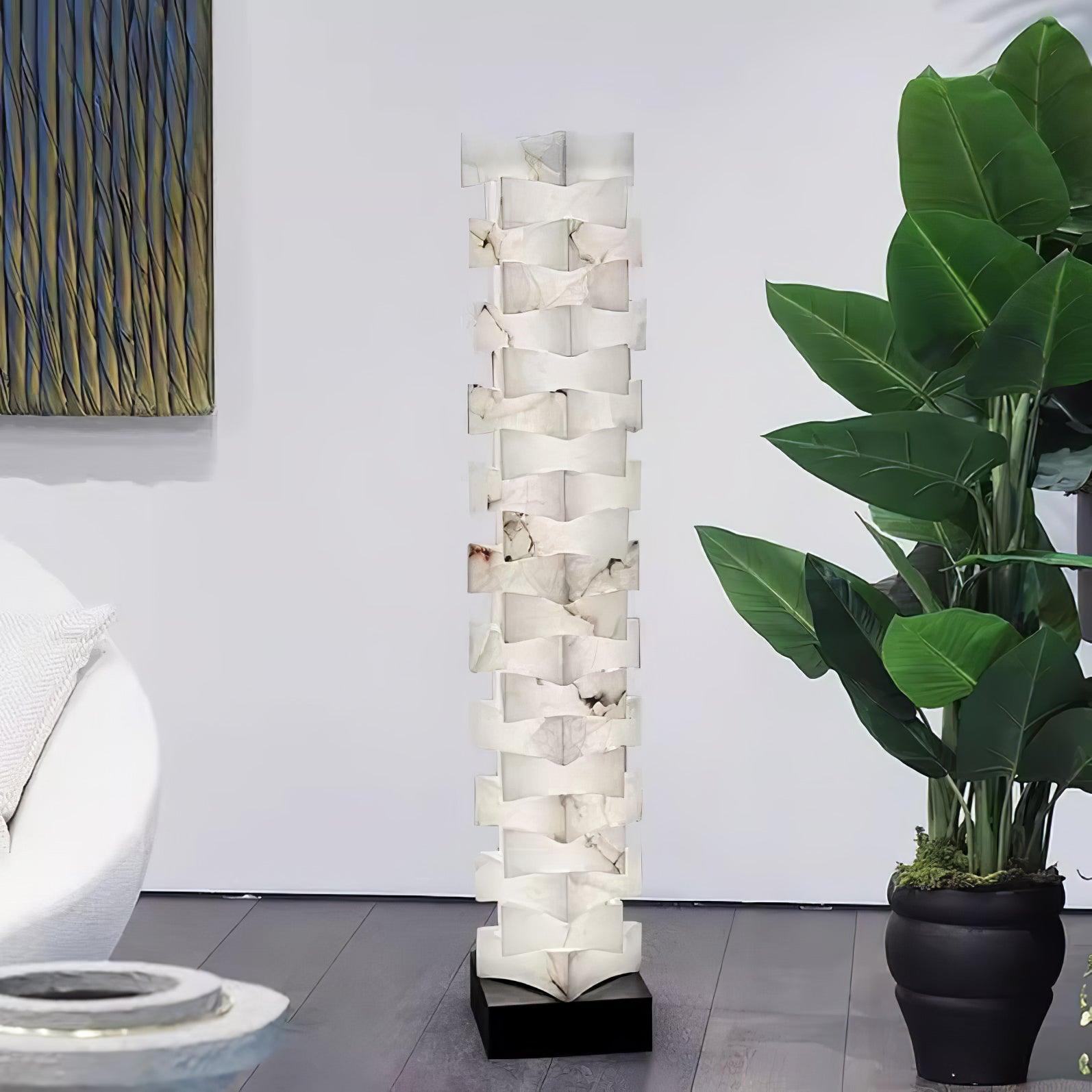 Stacked Alabaster Squares Floor Lamp - Cueteks