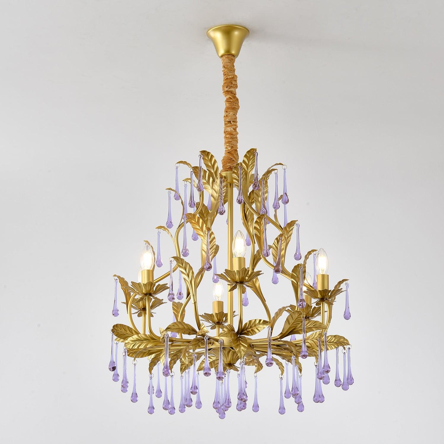 Amethyst Drops Crystal Chandelier - Cueteks