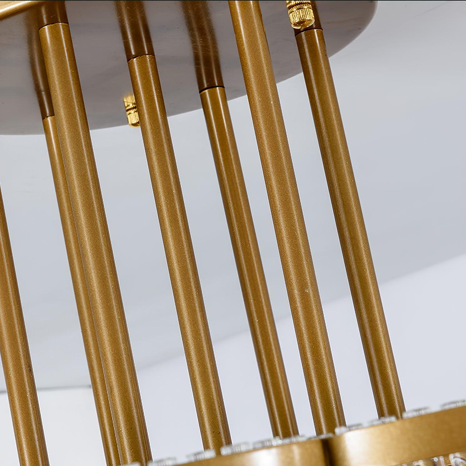 Pharo II tiered chandelier with clear ridged elements and a scalloped metal frame