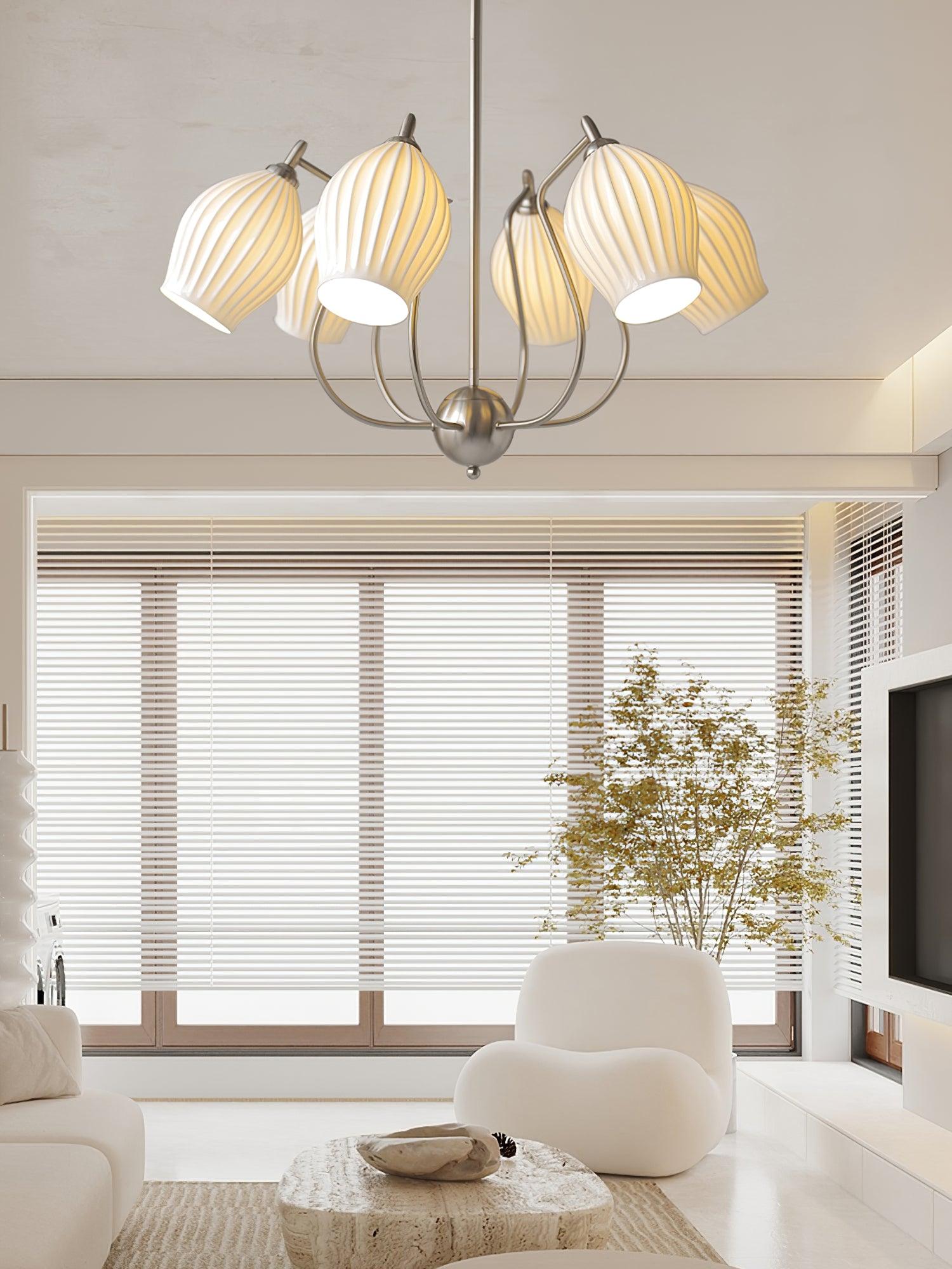 Ceramic Ribbed Chandelier - Cueteks