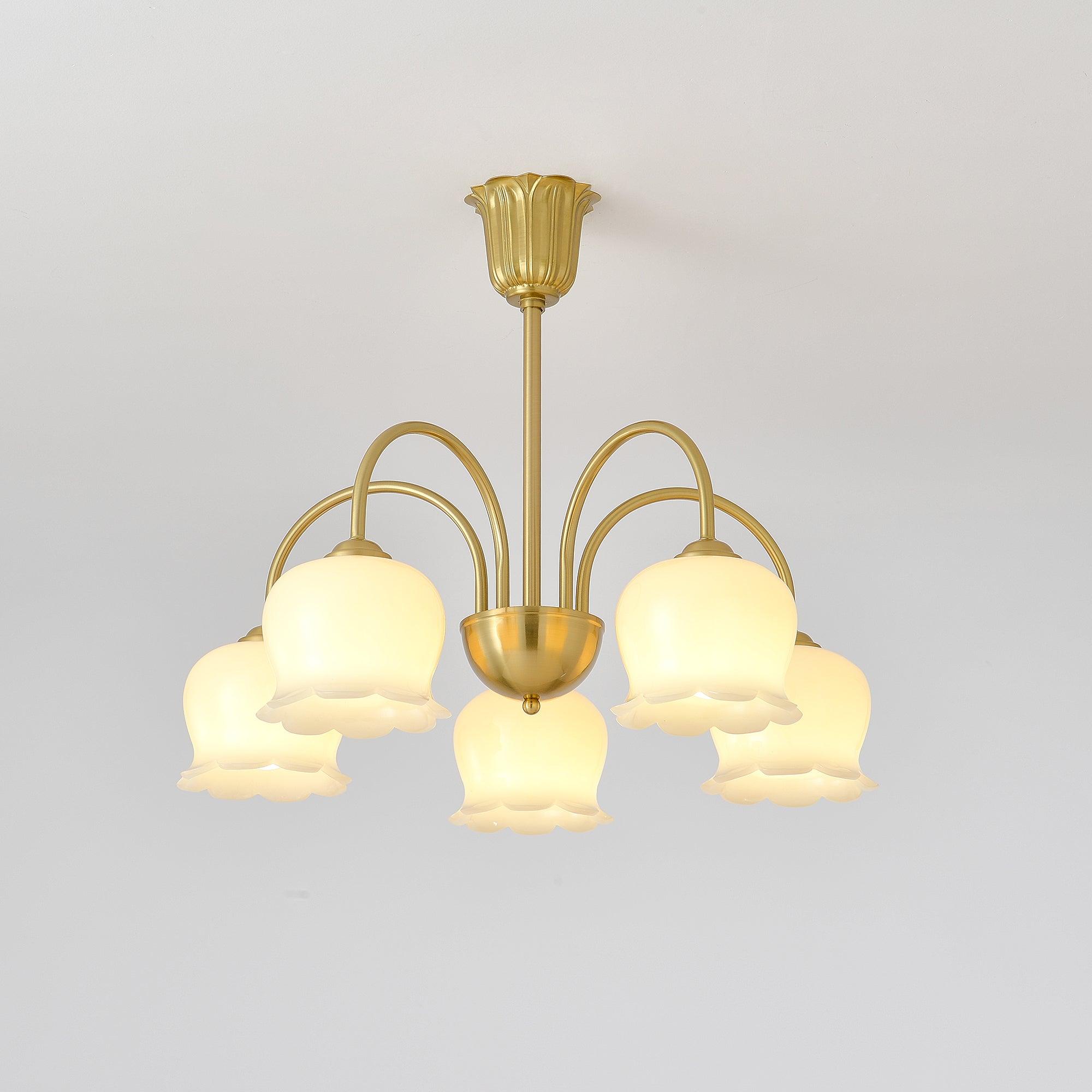 Orchids Brass Chandelier - Cueteks