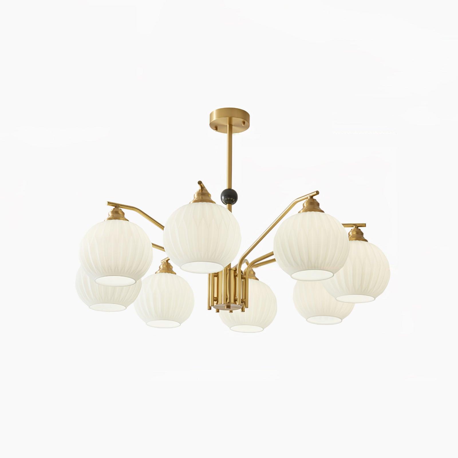 Ribbed Glass Gold Chandelier - Cueteks