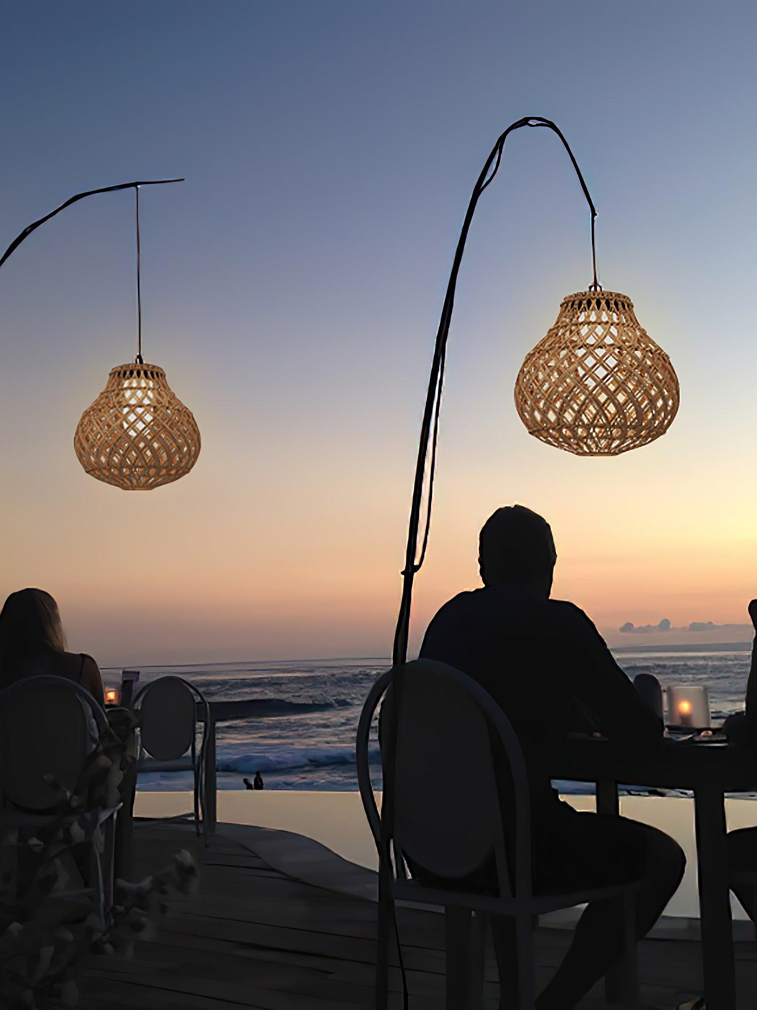Woven Sphere Solar Lantern Outdoor Lamp - Cueteks