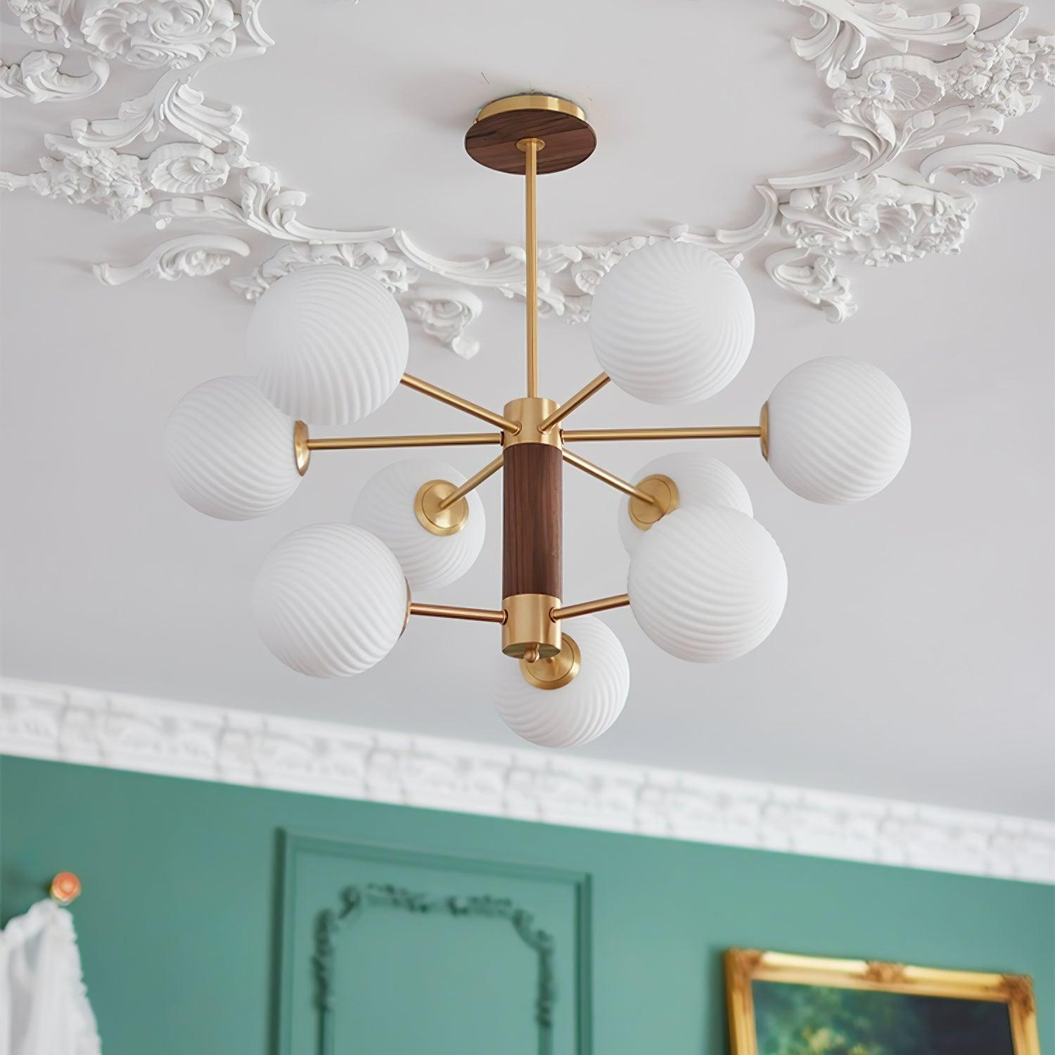 Ribbed Babble Glass Chandelier - Cueteks