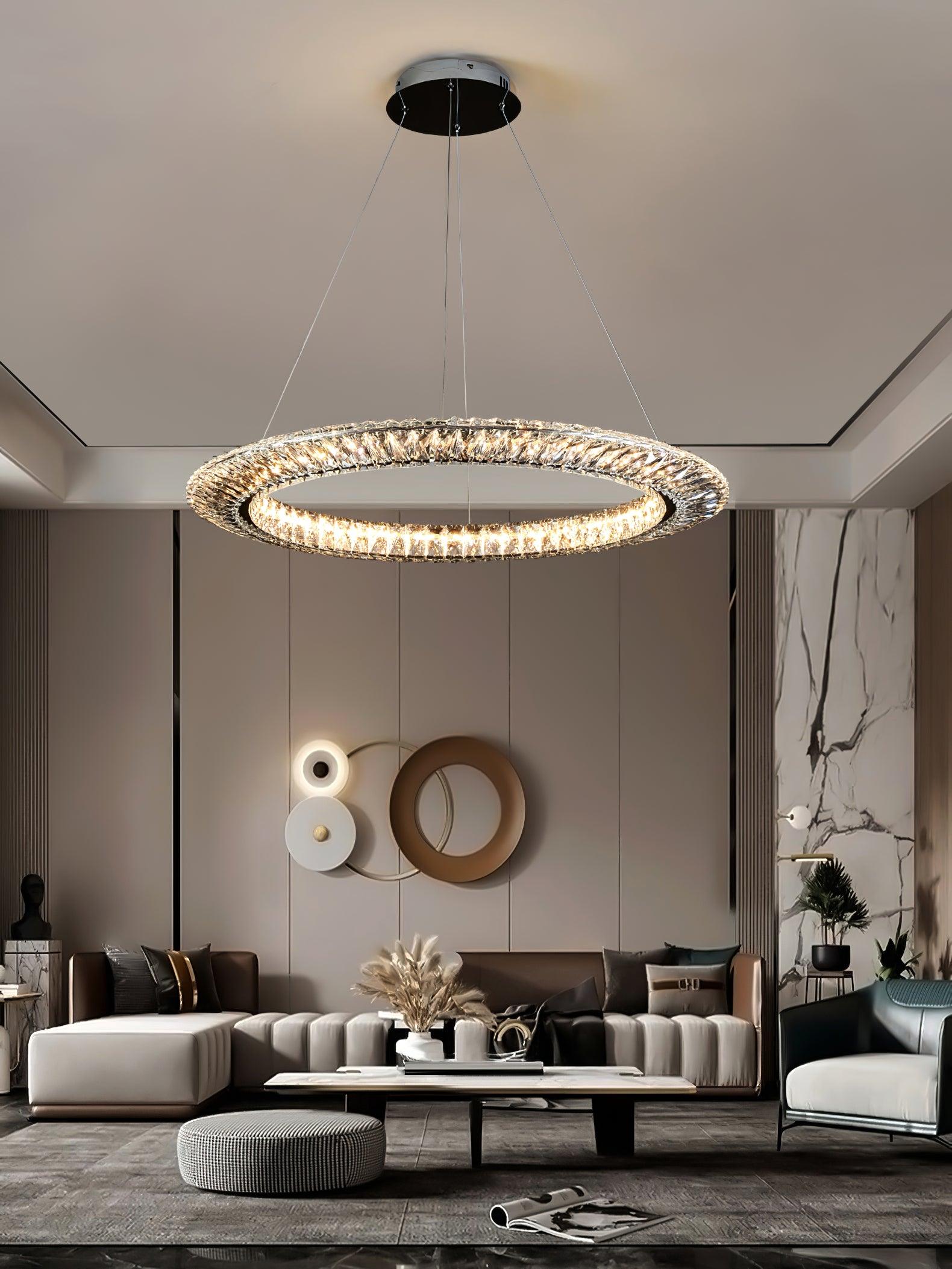 Single crystal ring in a bright lounge