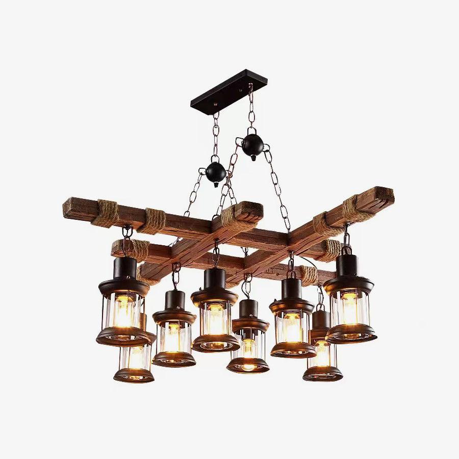 Vintage Wood Glass Chandeliers - Cueteks