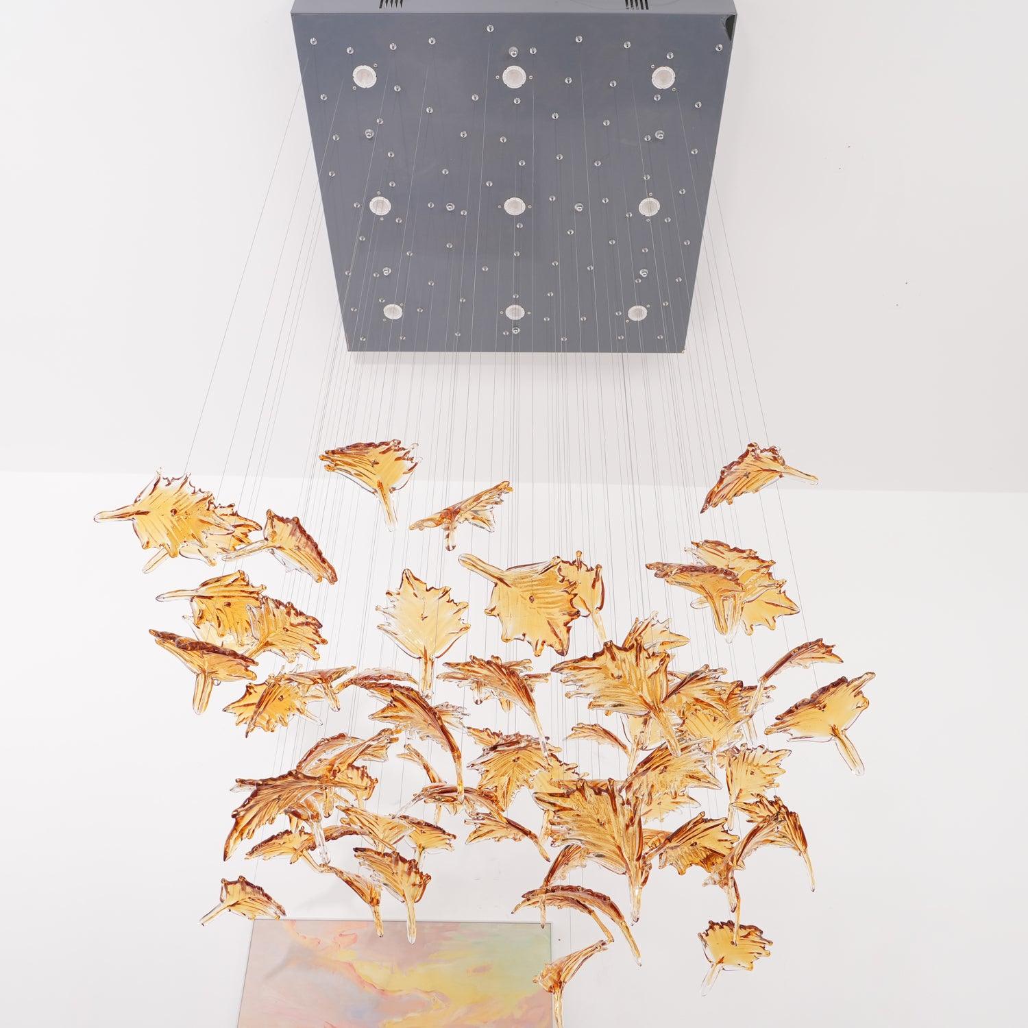 Multicolor Crystal Maple Leaf Chandelier - Cueteks