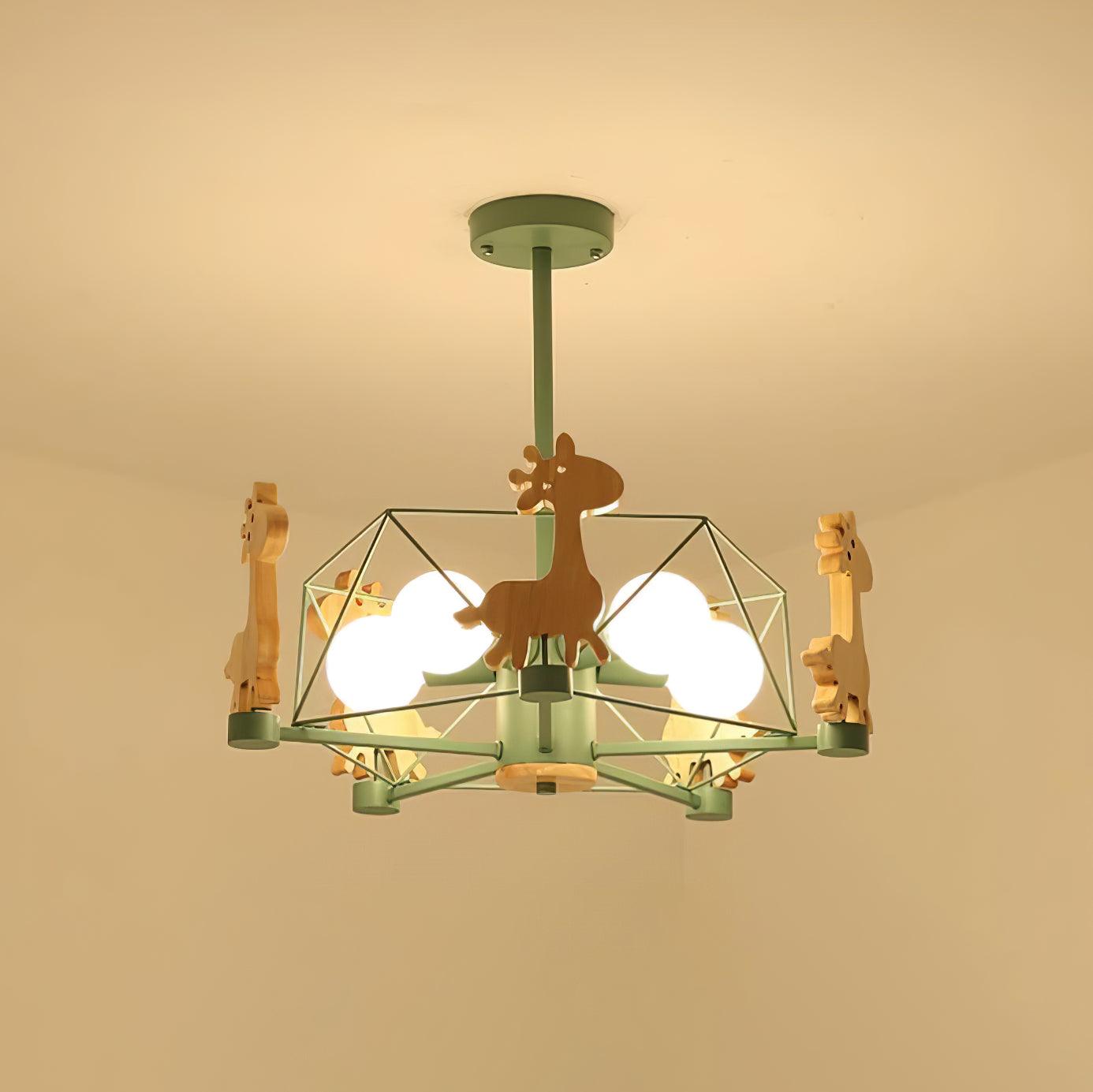 Lovely Deer Wooden Chandelier - Cueteks